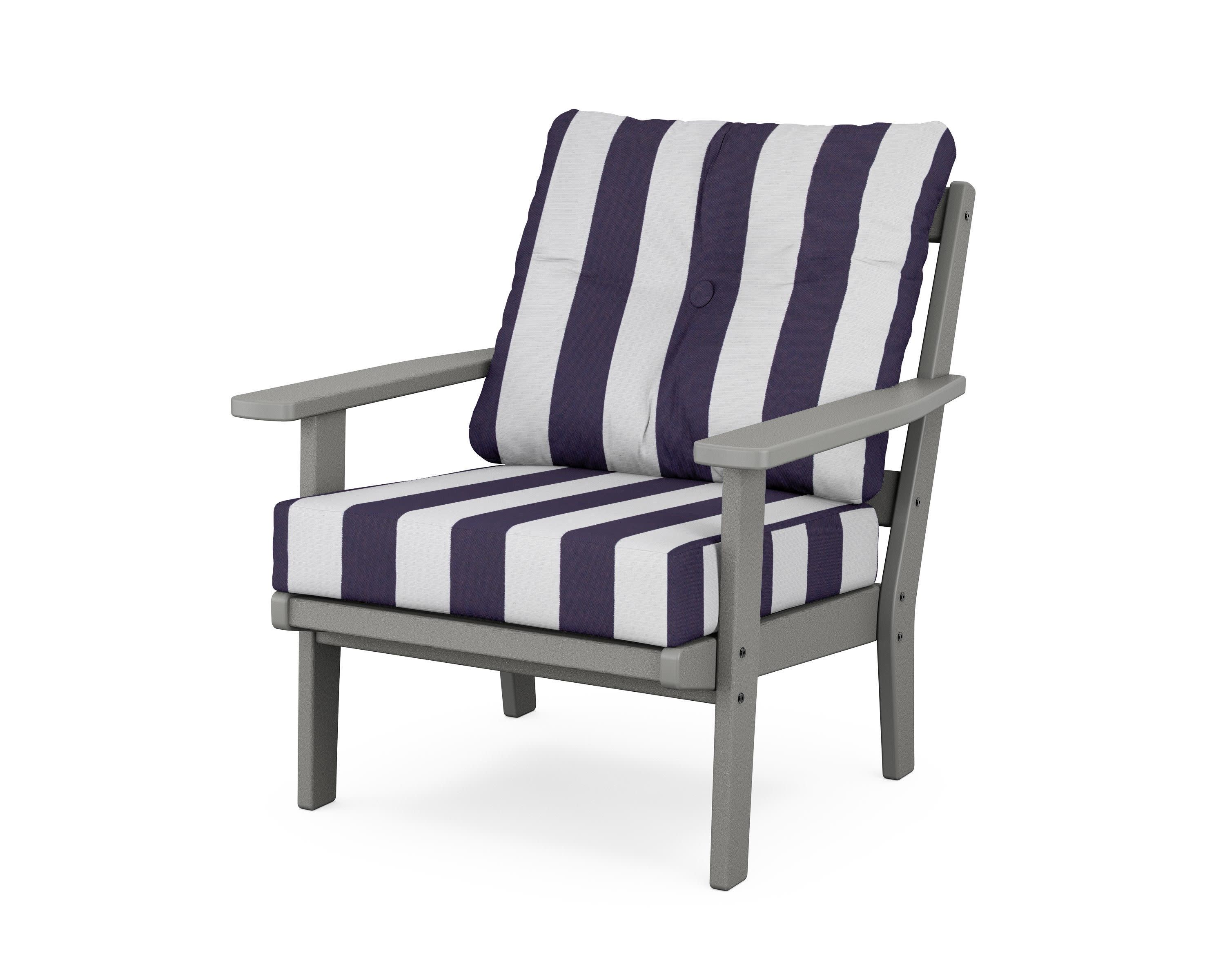 Oxford Deep Seating Chair in Slate Grey / Cabana Stripe Navy
