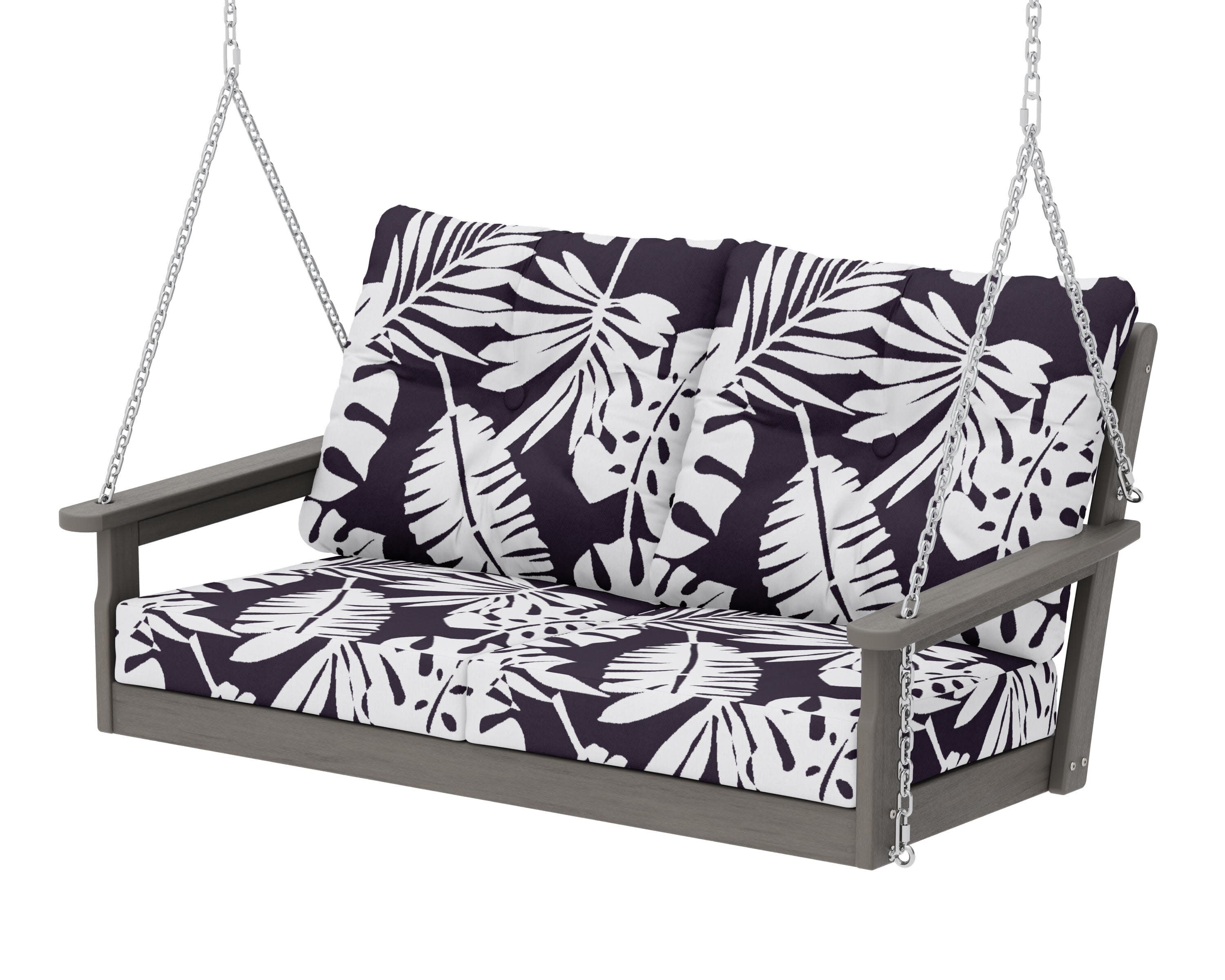 Vineyard Deep Seating Swing in Driftwood / Leaf Navy