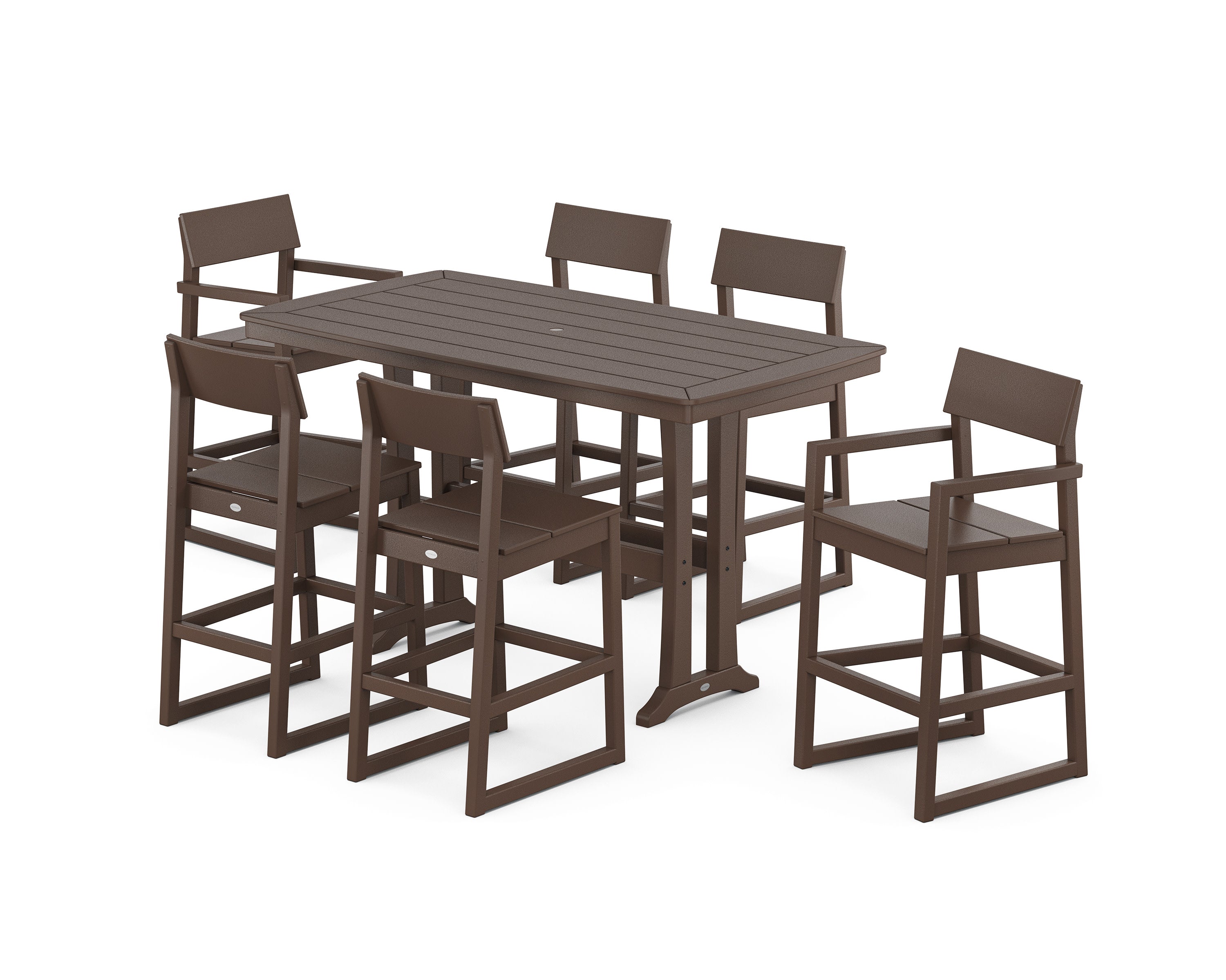 EDGE 7-Piece Bar Set with Trestle Legs in Mahogany