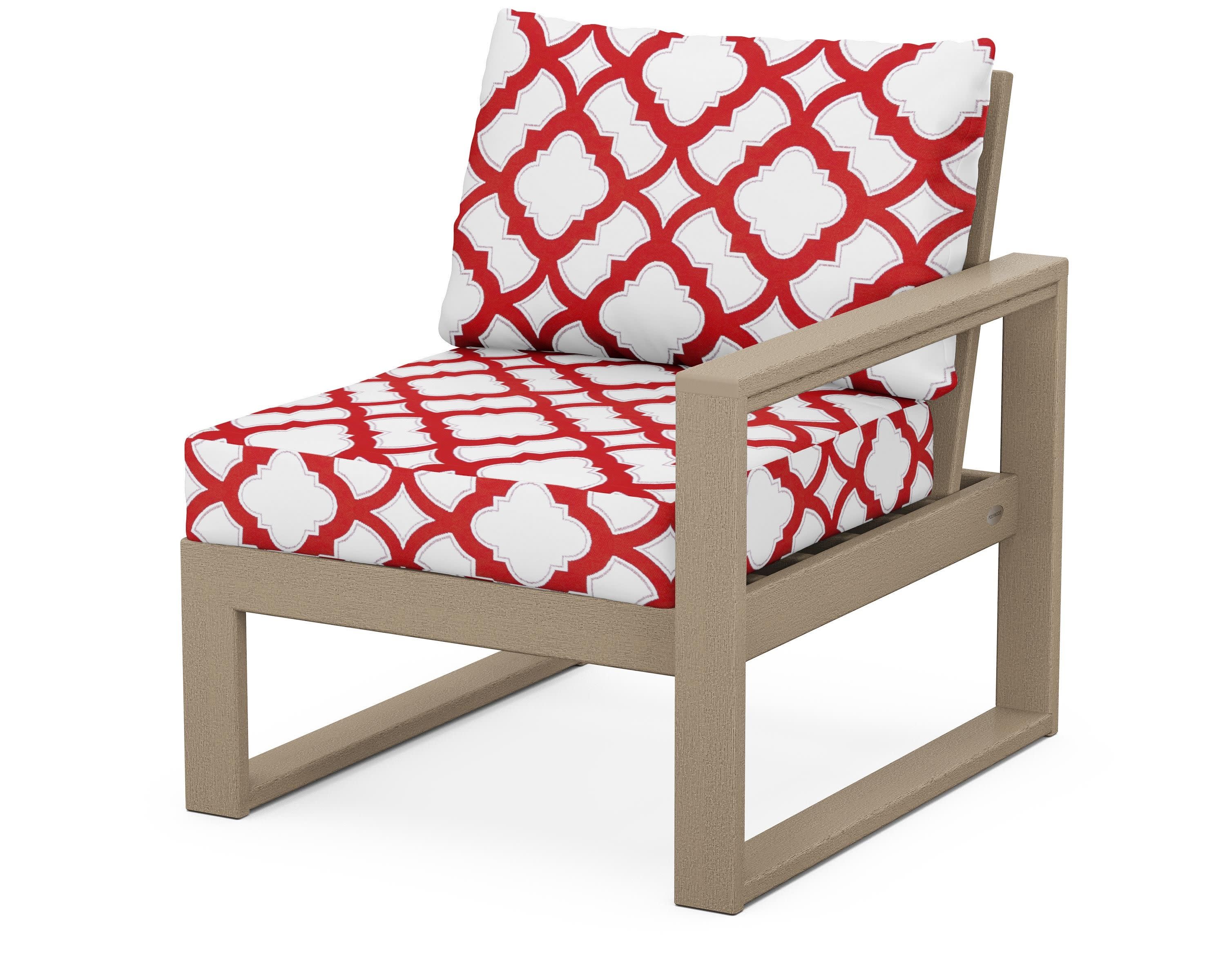 EDGE Modular Right Arm Chair in Vintage Sahara / Trellis Crimson