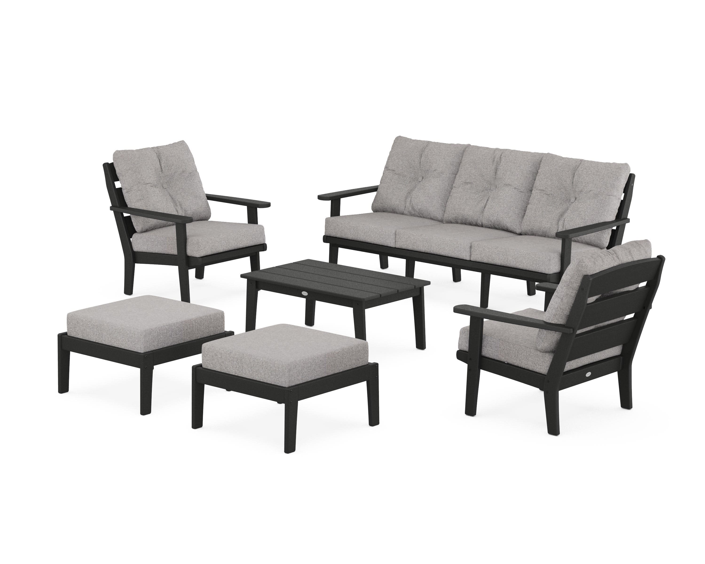 Lakeside 6-Piece Lounge Sofa Set in Black / Grey Mist