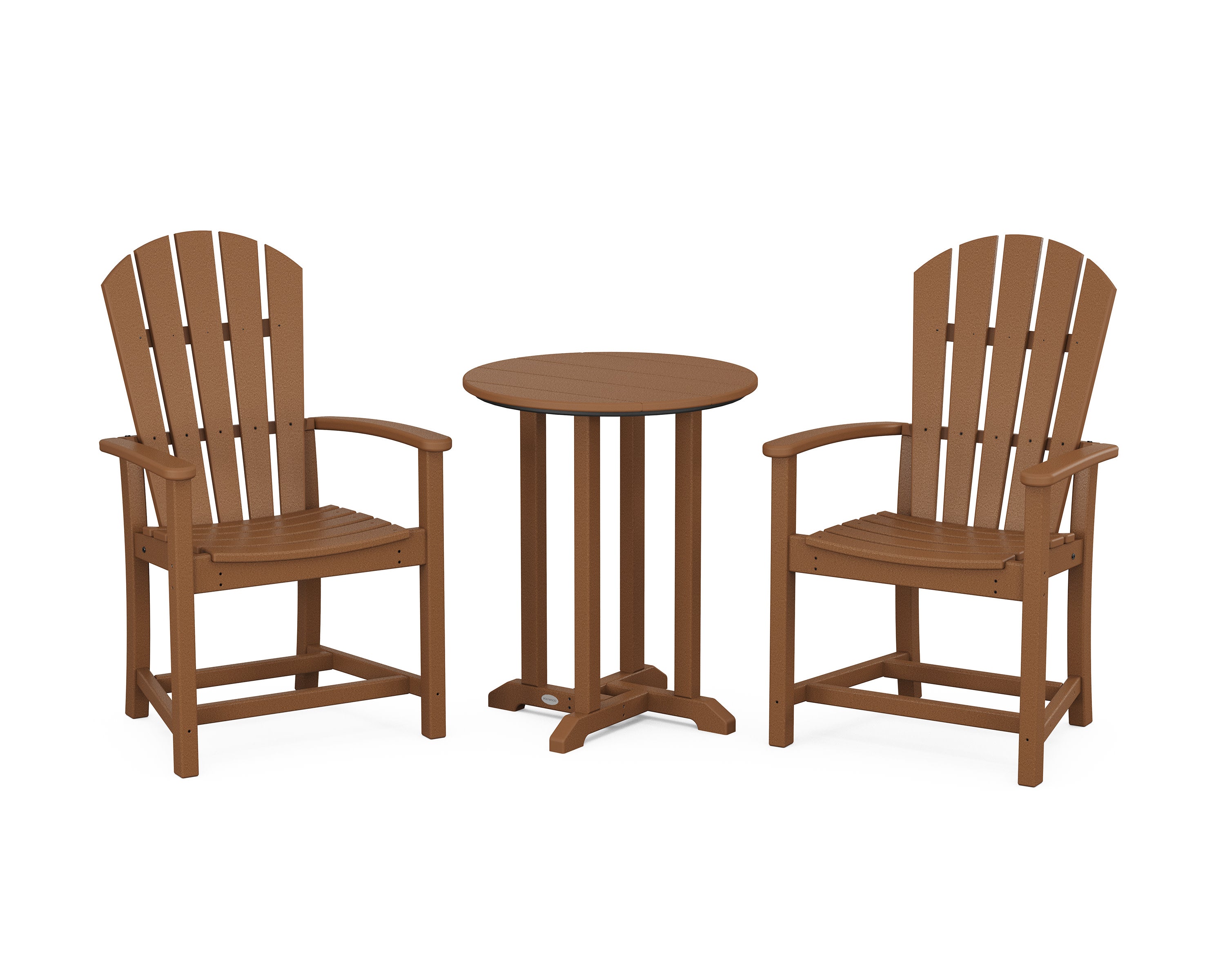 Palm Coast 3-Piece Round Farmhouse Bistro Dining Set in Teak