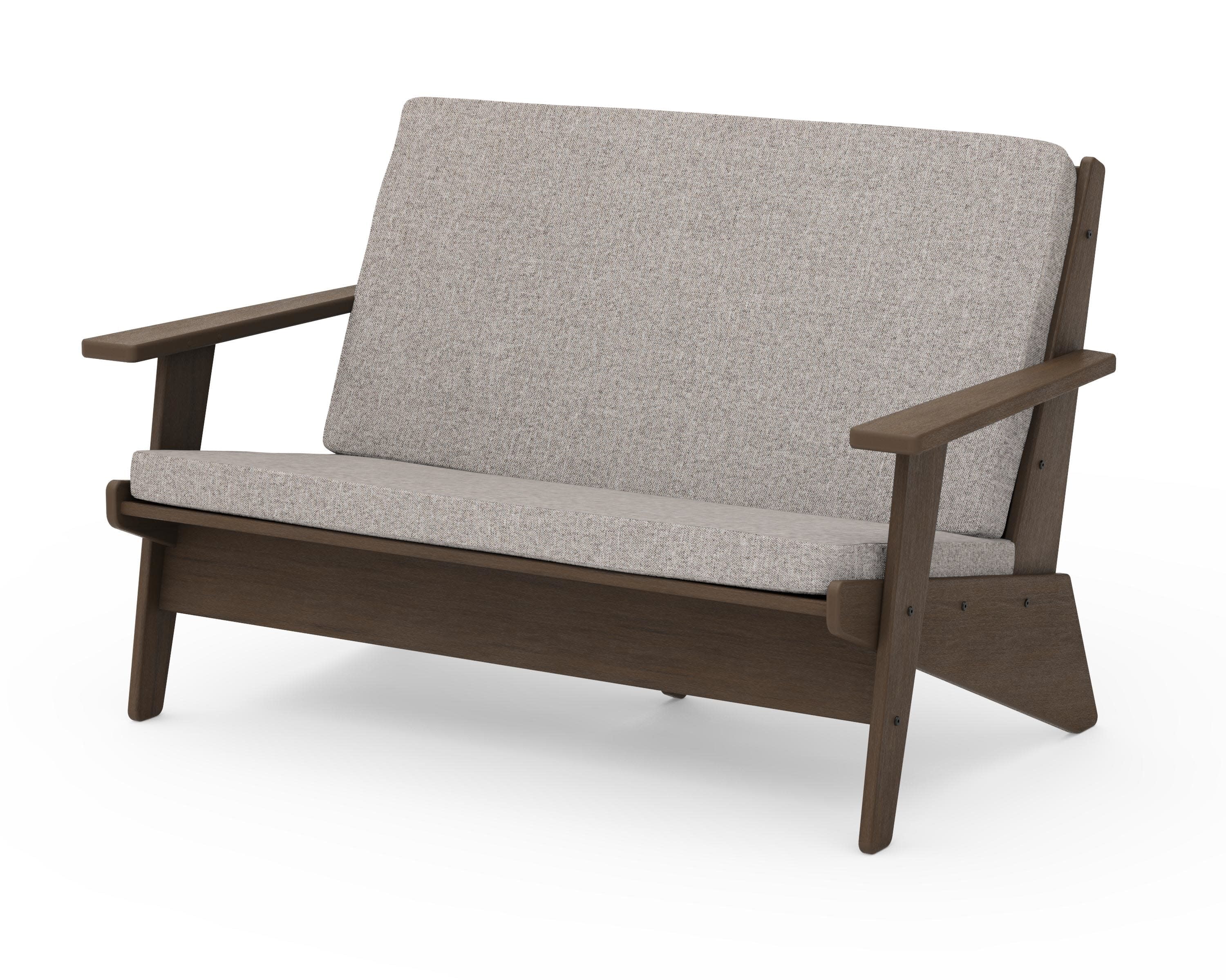 Riviera Modern Lounge Loveseat in Kona / Weathered Tweed