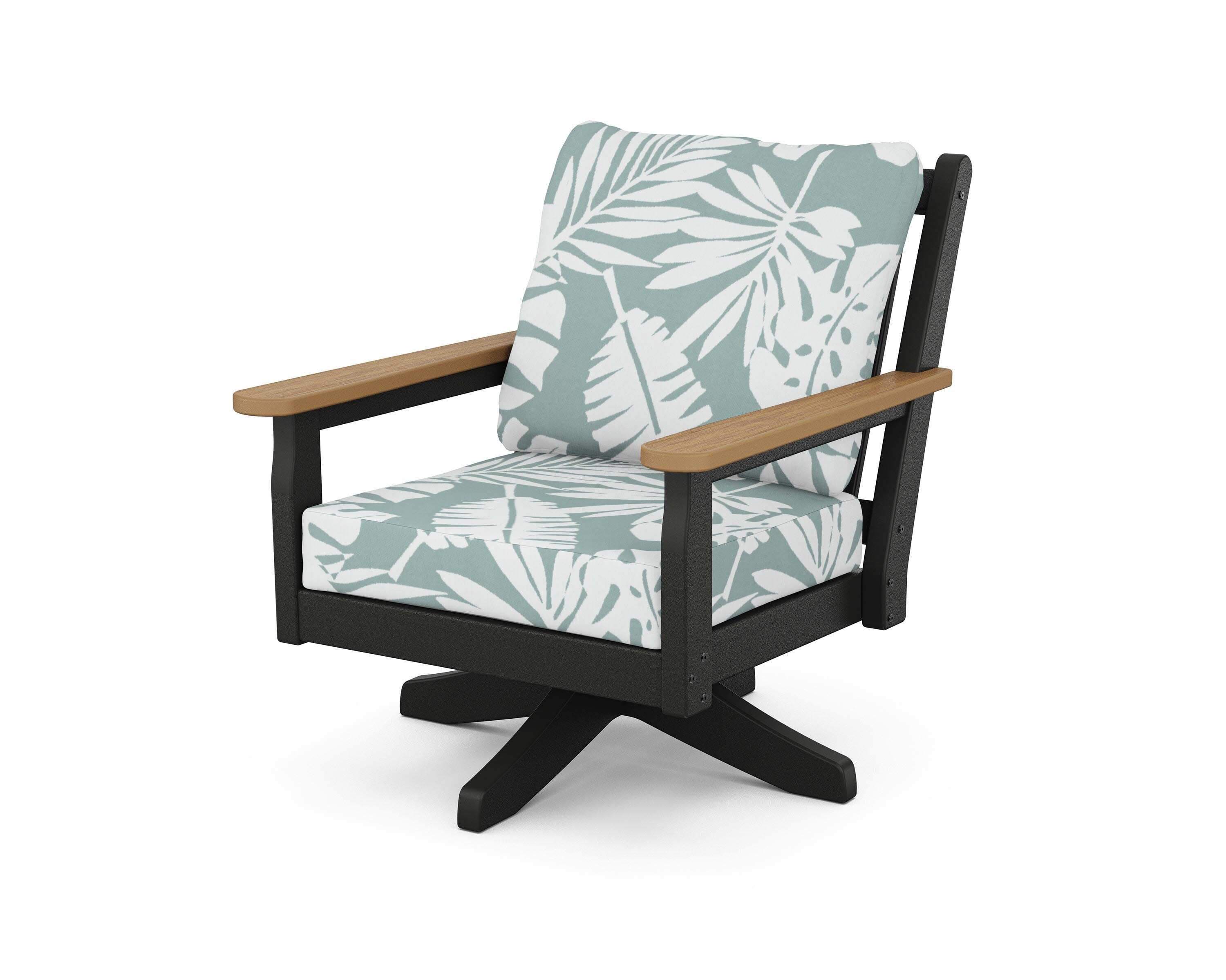 Chippendale Deep Seating Swivel Chair in Black / Natural / Leaf Glacier Spa
