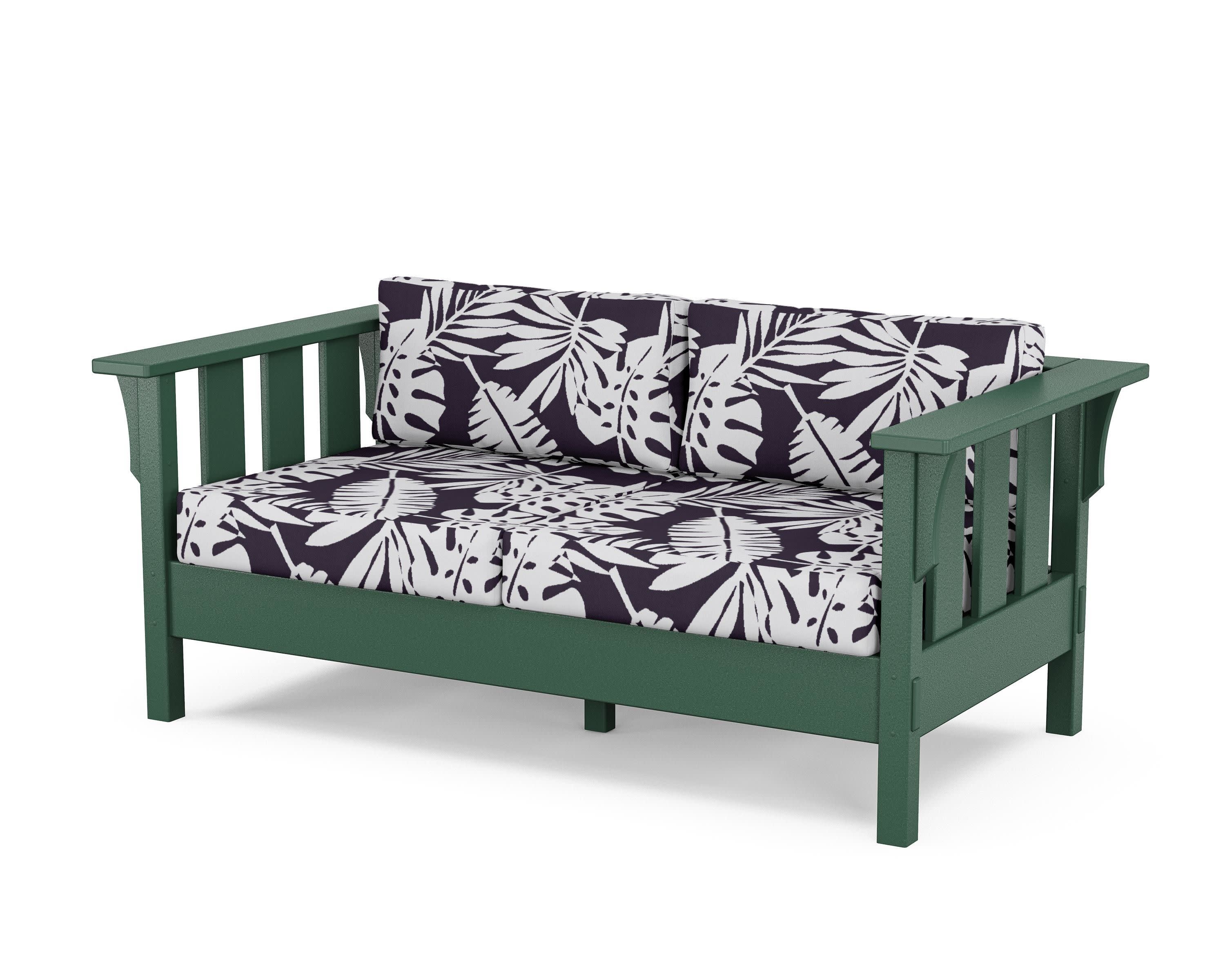 Acadia Deep Seating Loveseat in Green / Leaf Navy