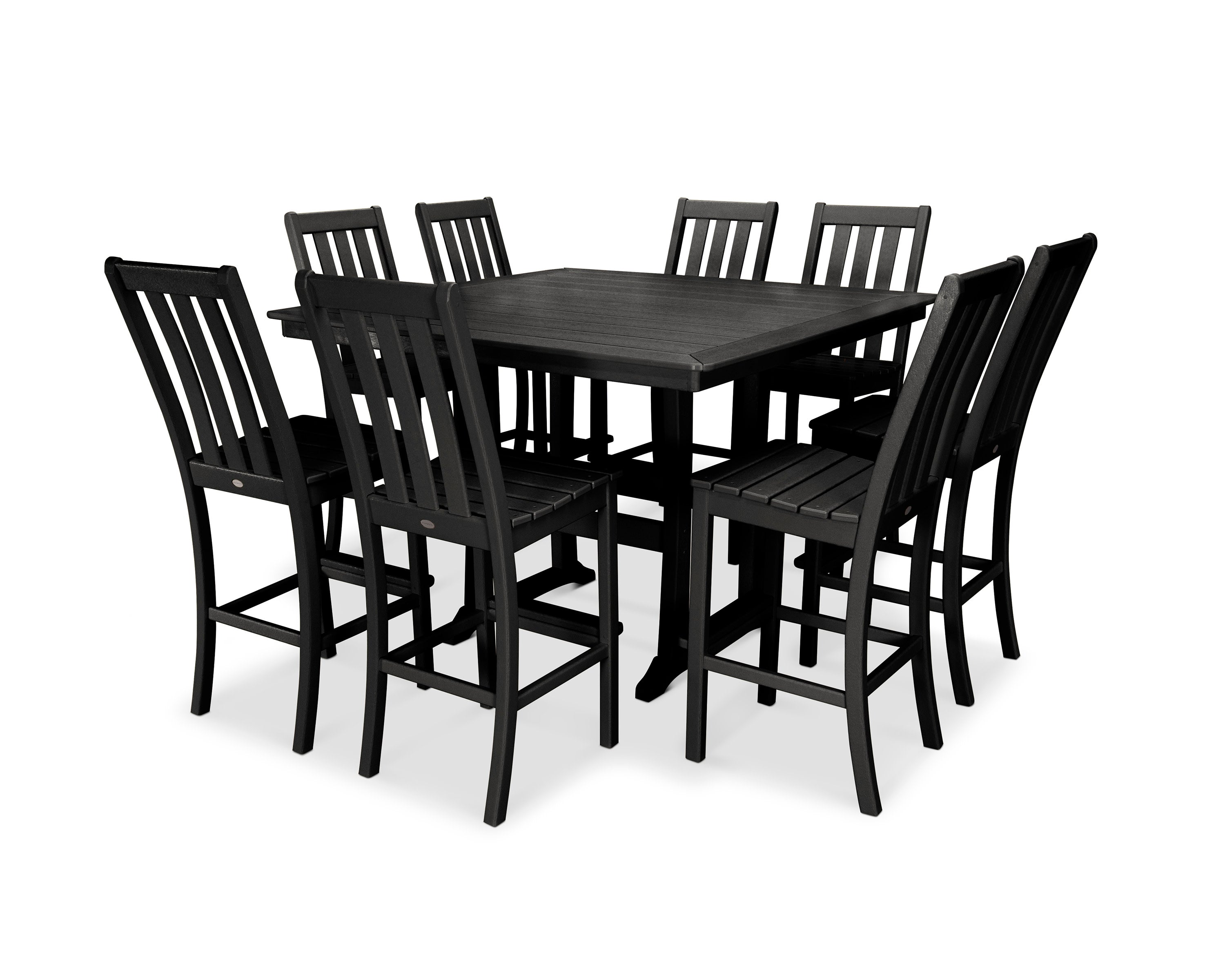 Vineyard 9-Piece Nautical Trestle Bar Set in Black
