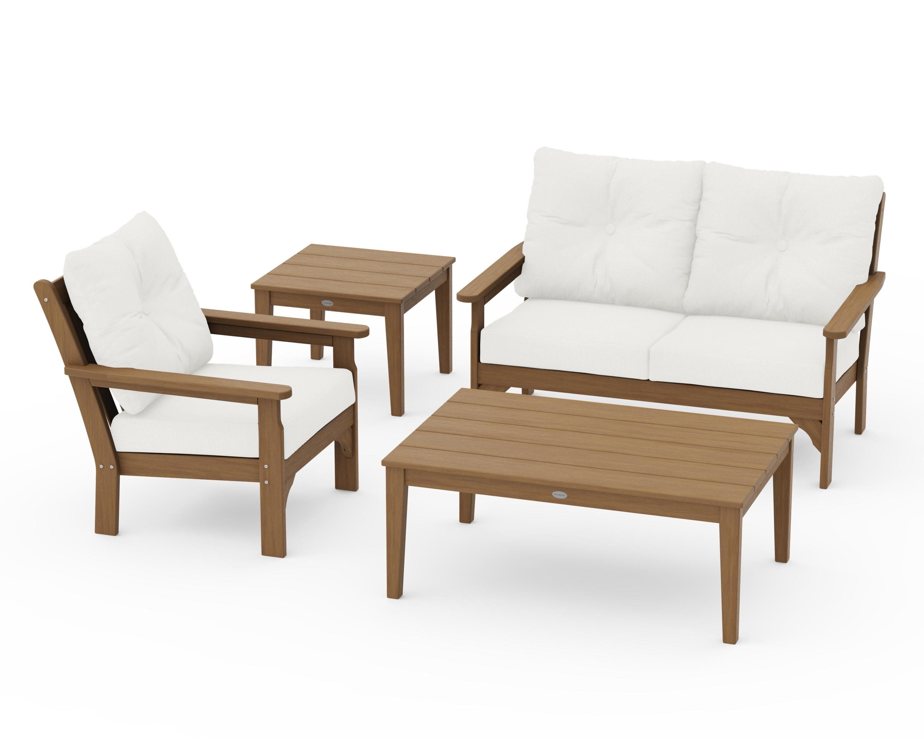 Vineyard 4-Piece Deep Seating Set in Natural / Natural Linen