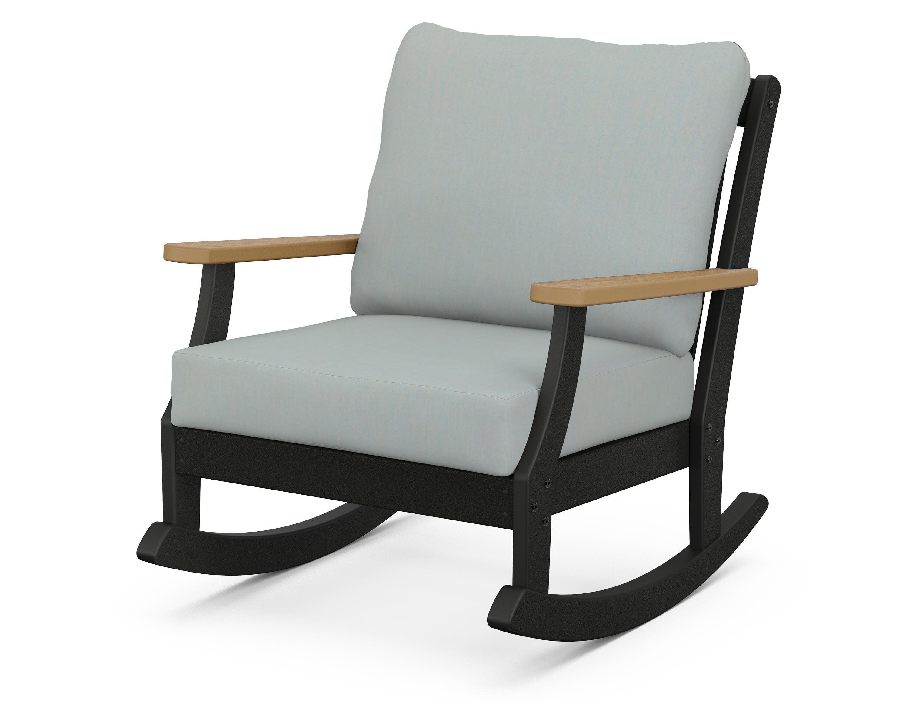 Braxton Deep Seating Rocking Chair in Black / Natural / Spa
