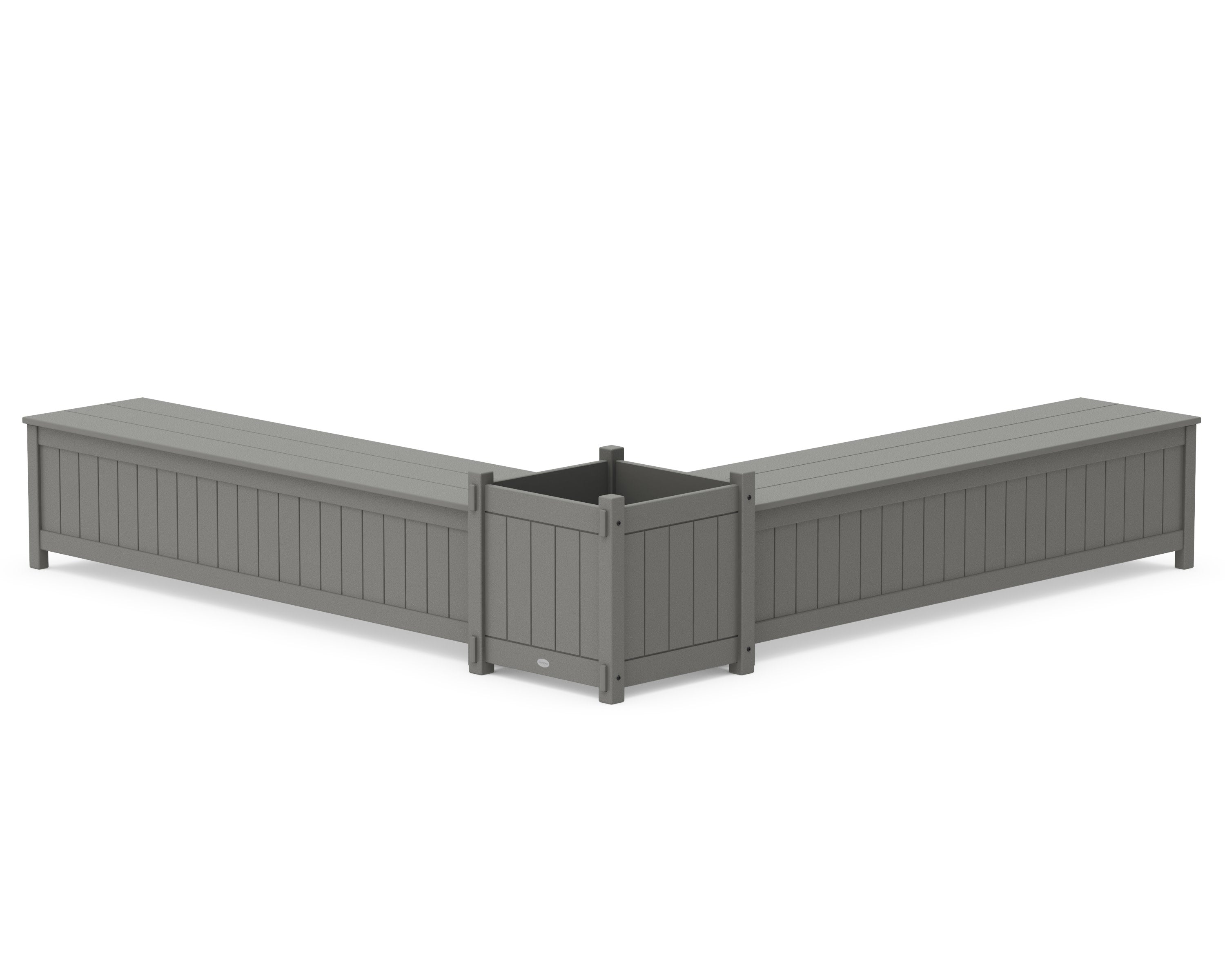 72" Vineyard L- Shaped Planter Storage Bench Set- Large in Slate Grey