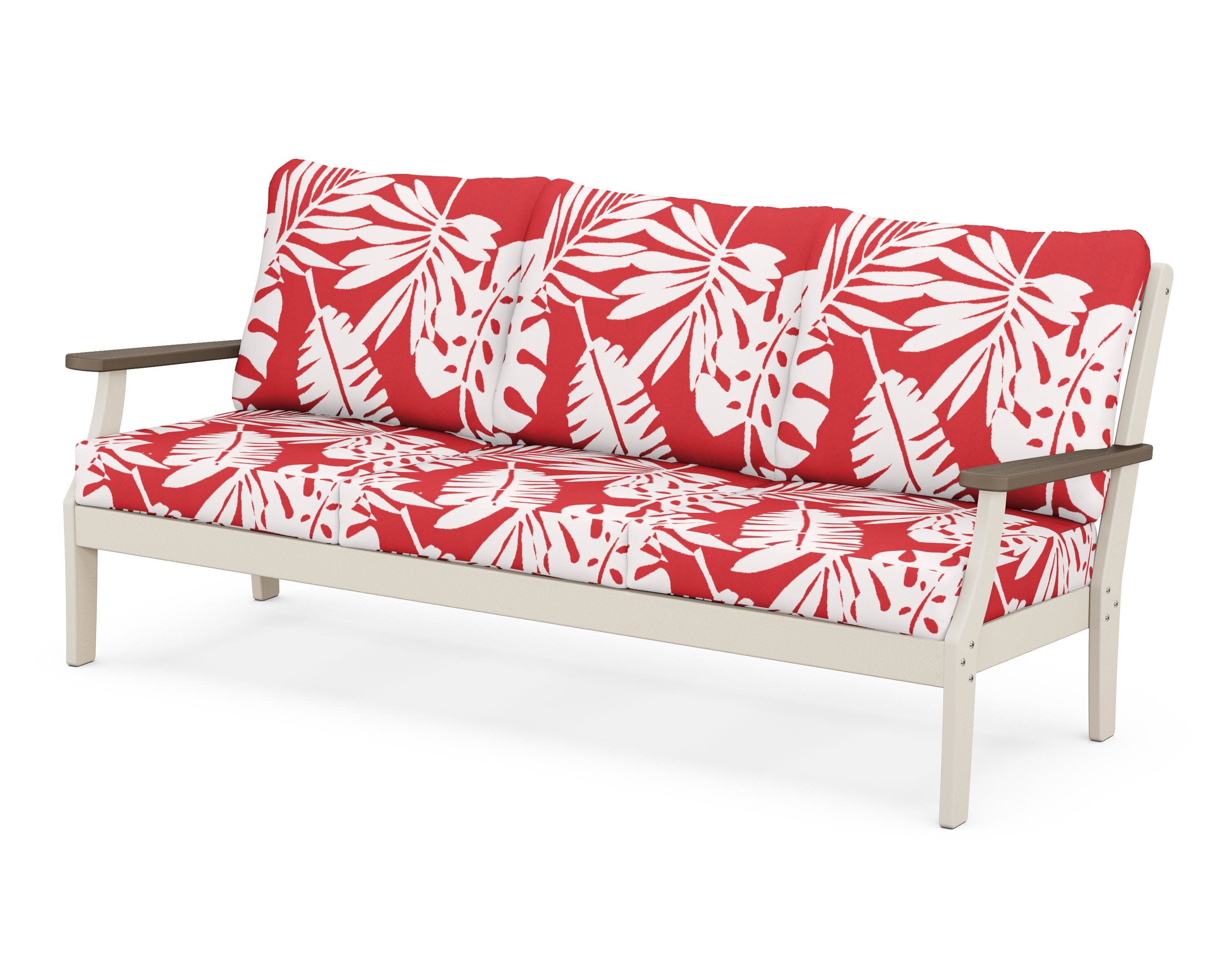 Braxton Deep Seating Sofa in Sand / Kona / Leaf Crimson
