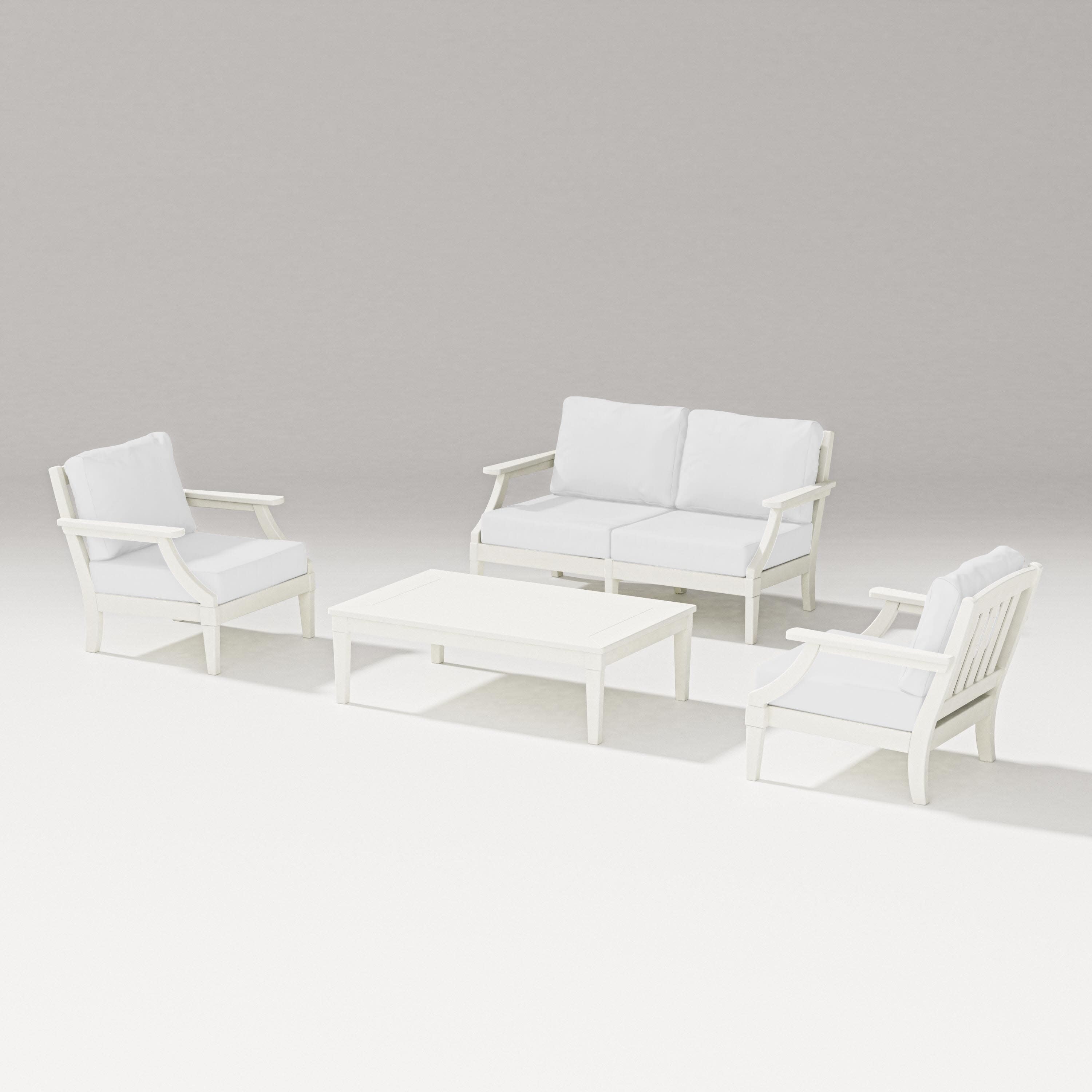 Estate Lounge 4-Piece Loveseat Set in Vintage White / Natural