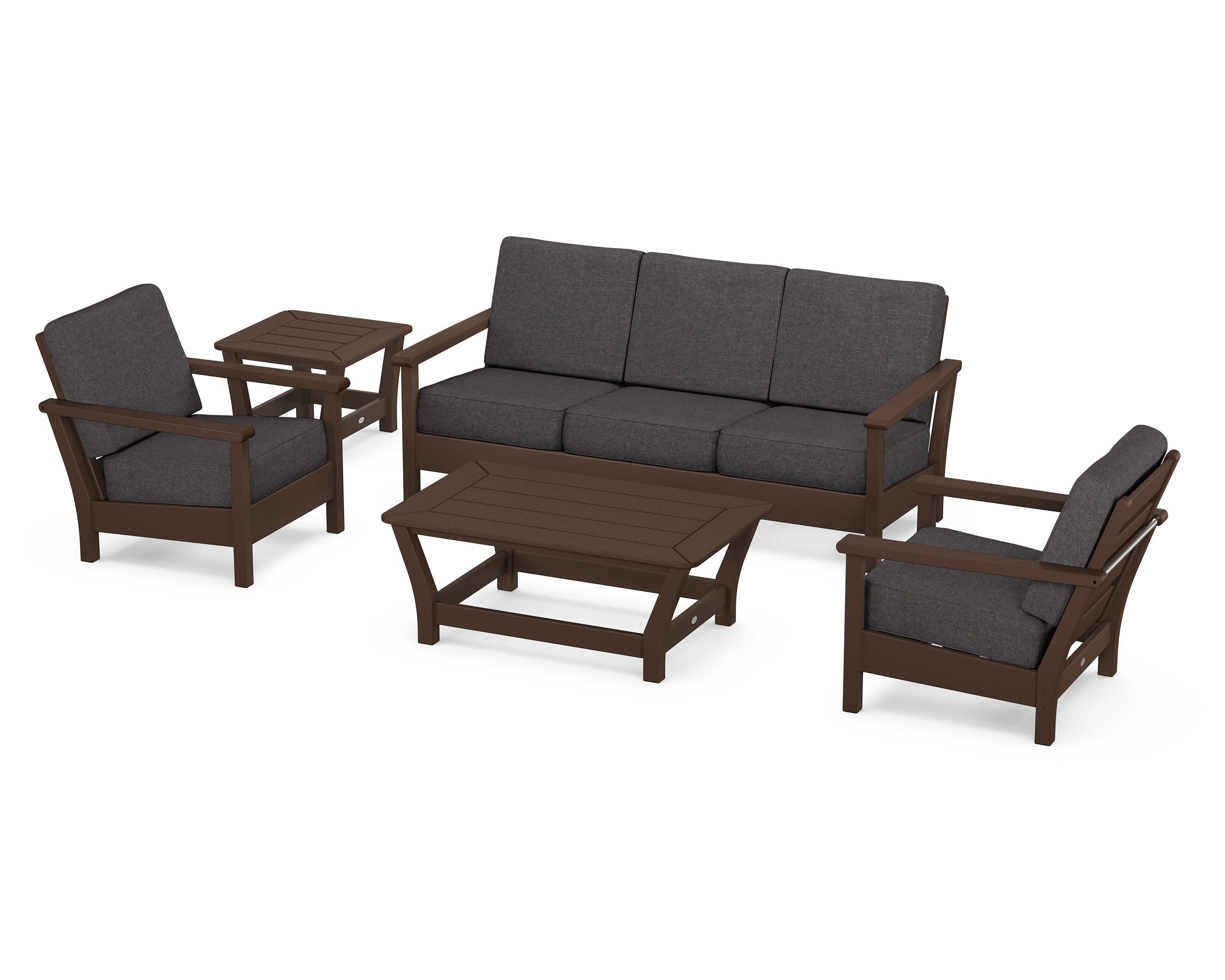 Harbour 5-Piece Deep Seating Set in Mahogany / Ash Charcoal