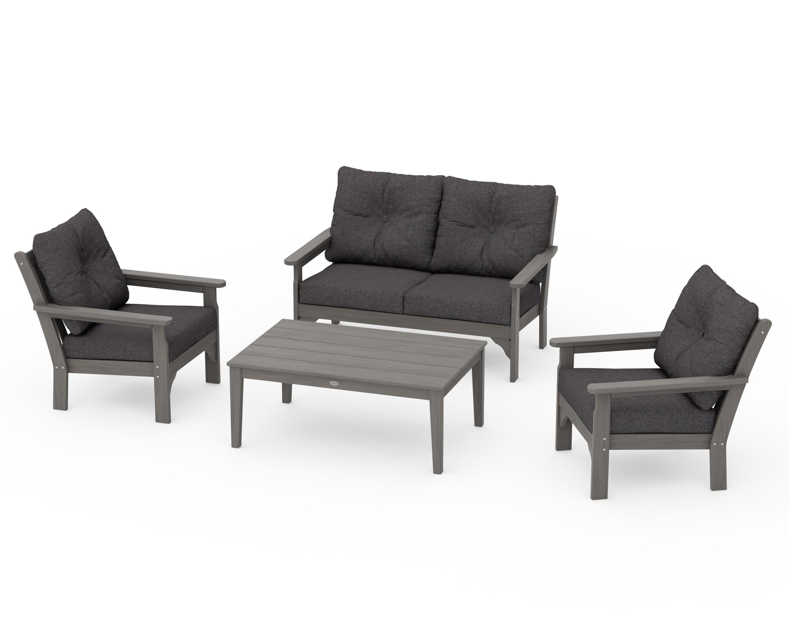 Vineyard 4-Piece Deep Seating Set in Driftwood / Ash Charcoal