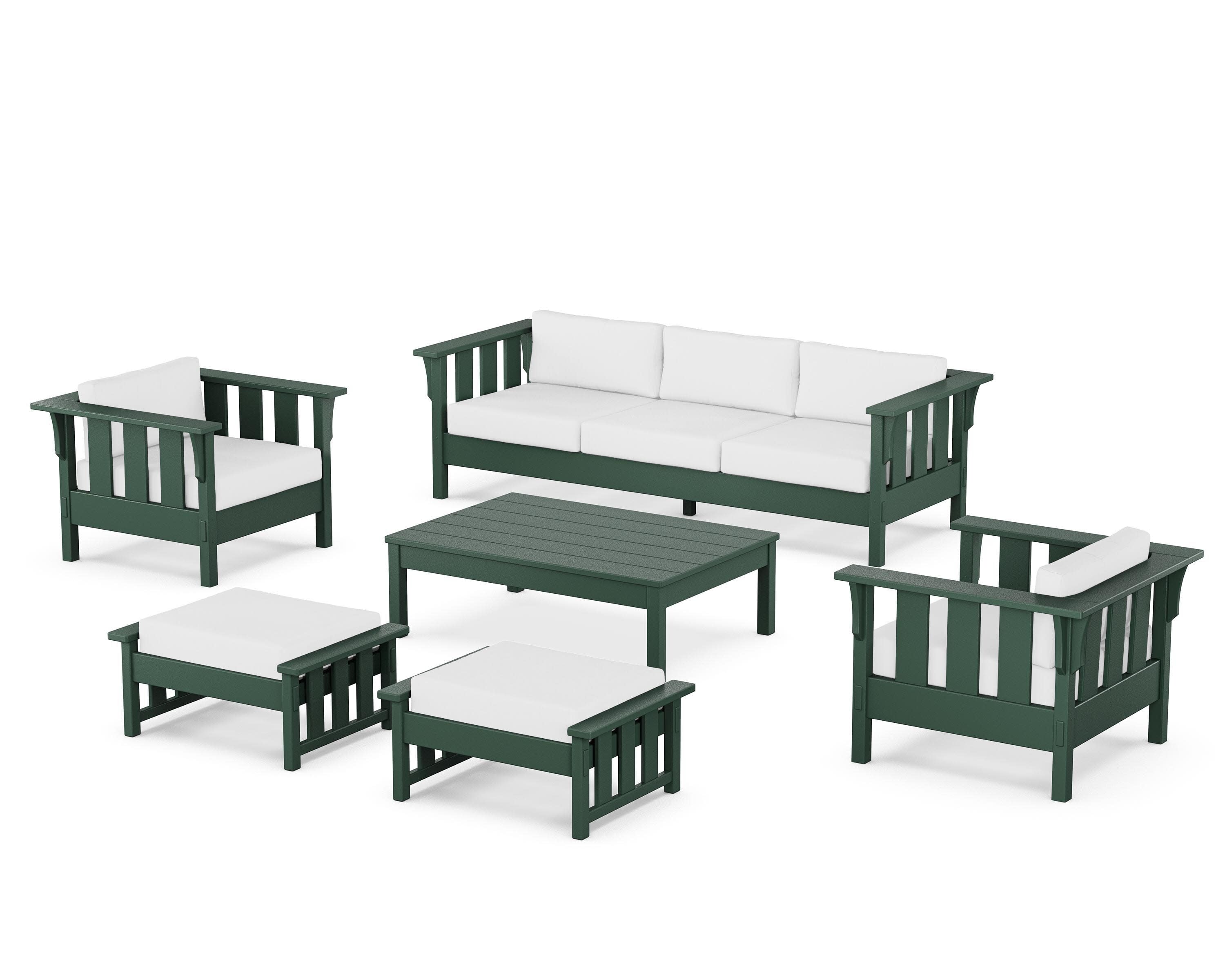 Acadia 6-Piece Lounge Sofa Set in Green / Natural