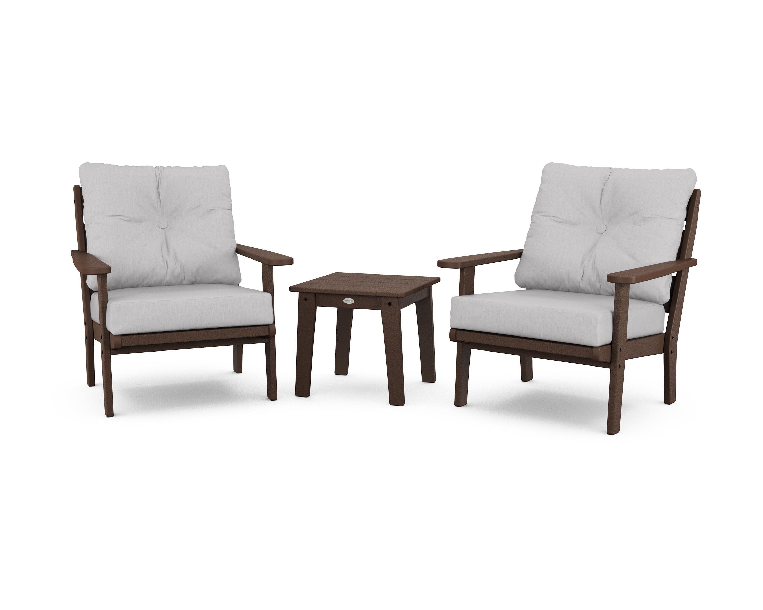 Lakeside 3-Piece Deep Seating Chair Set in Mahogany / Granite