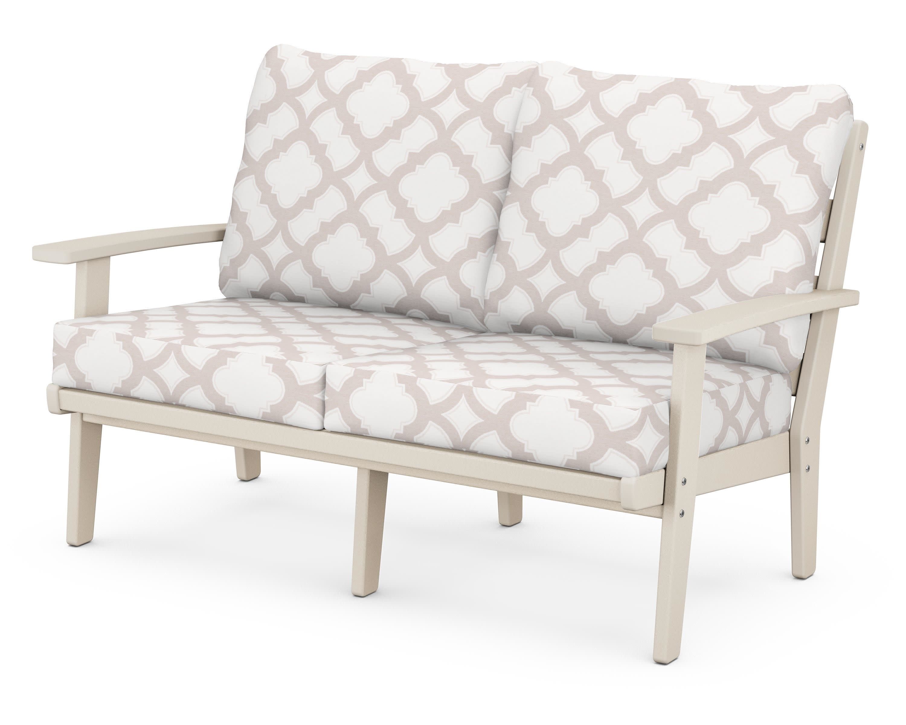 Grant Park Deep Seating Loveseat in Sand / Trellis Dune Burlap
