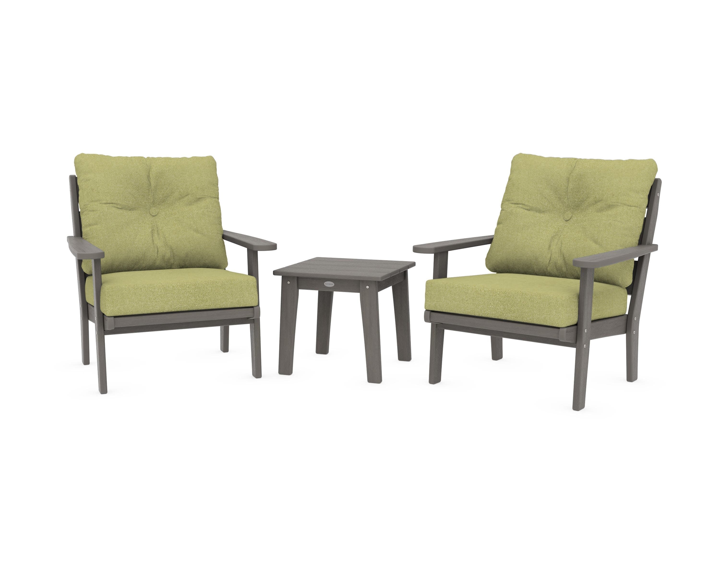 Lakeside 3-Piece Deep Seating Chair Set in Driftwood / Chartreuse Boucle