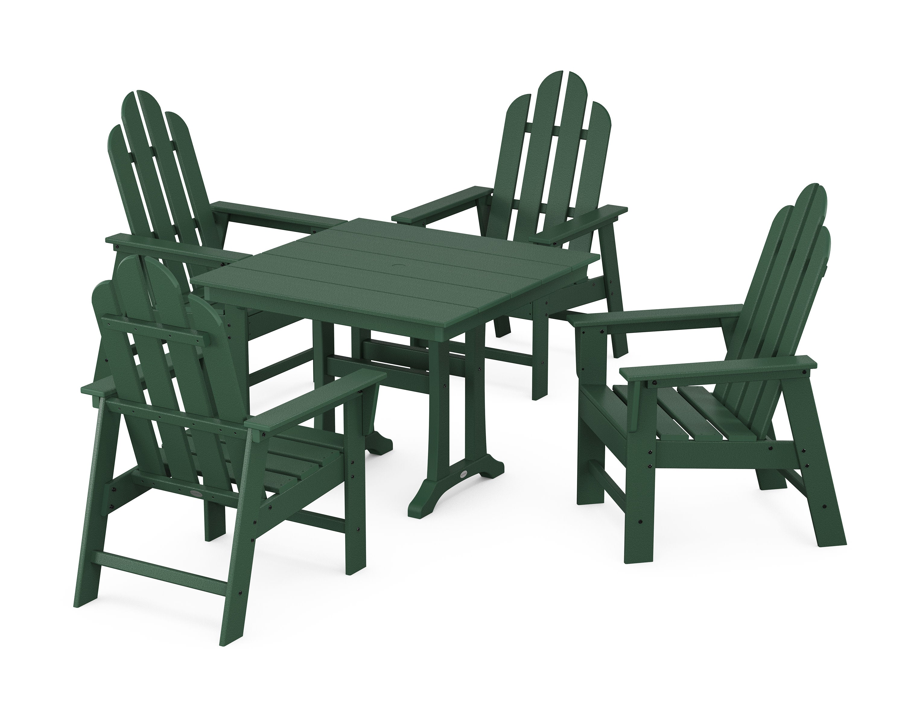 Long Island 5-Piece Farmhouse Dining Set With Trestle Legs in Green