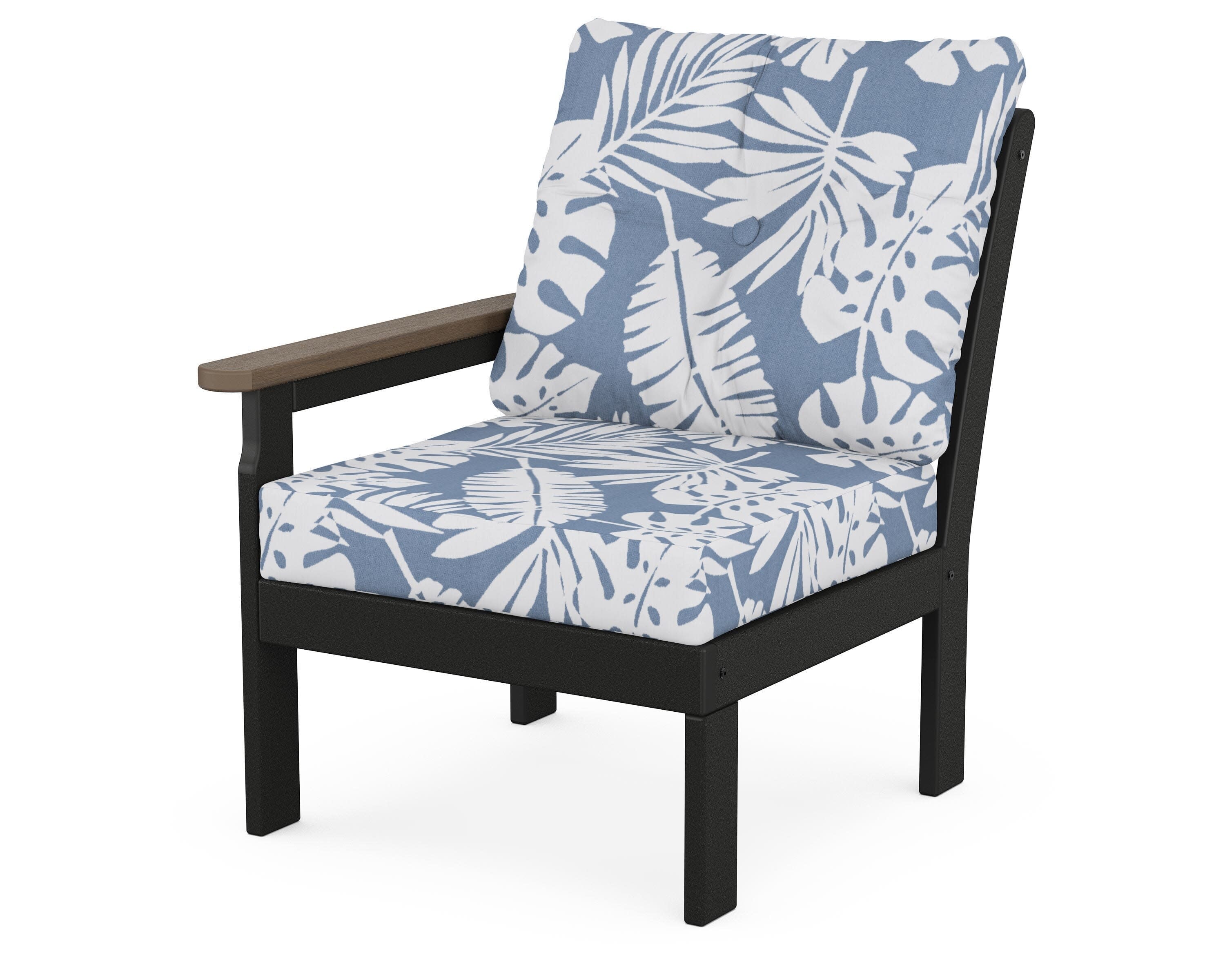Vineyard Modular Left Arm Chair in Black / Kona / Leaf Sky Blue