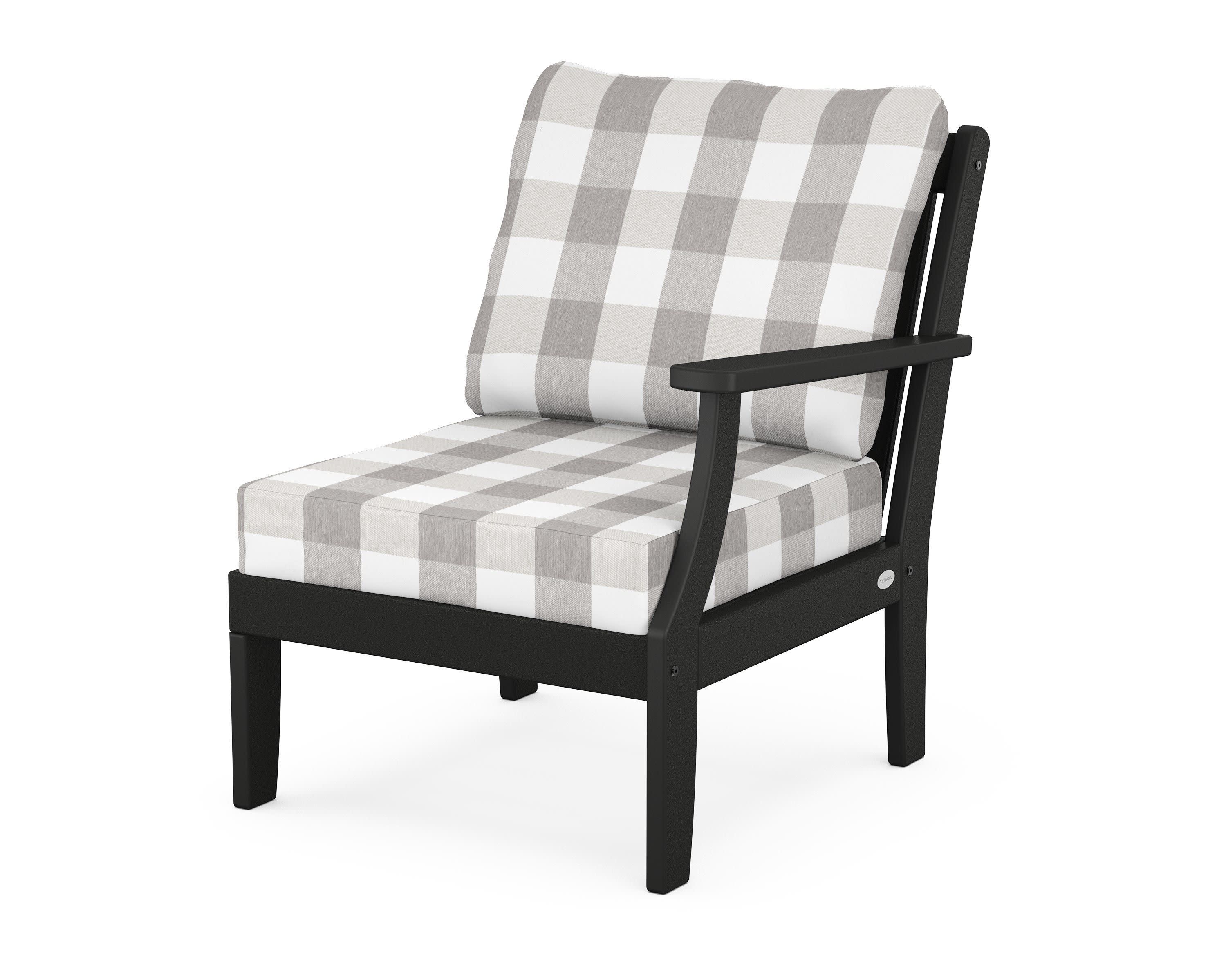 Braxton Modular Right Arm Chair in Black / Buffalo Plaid Grey Mist