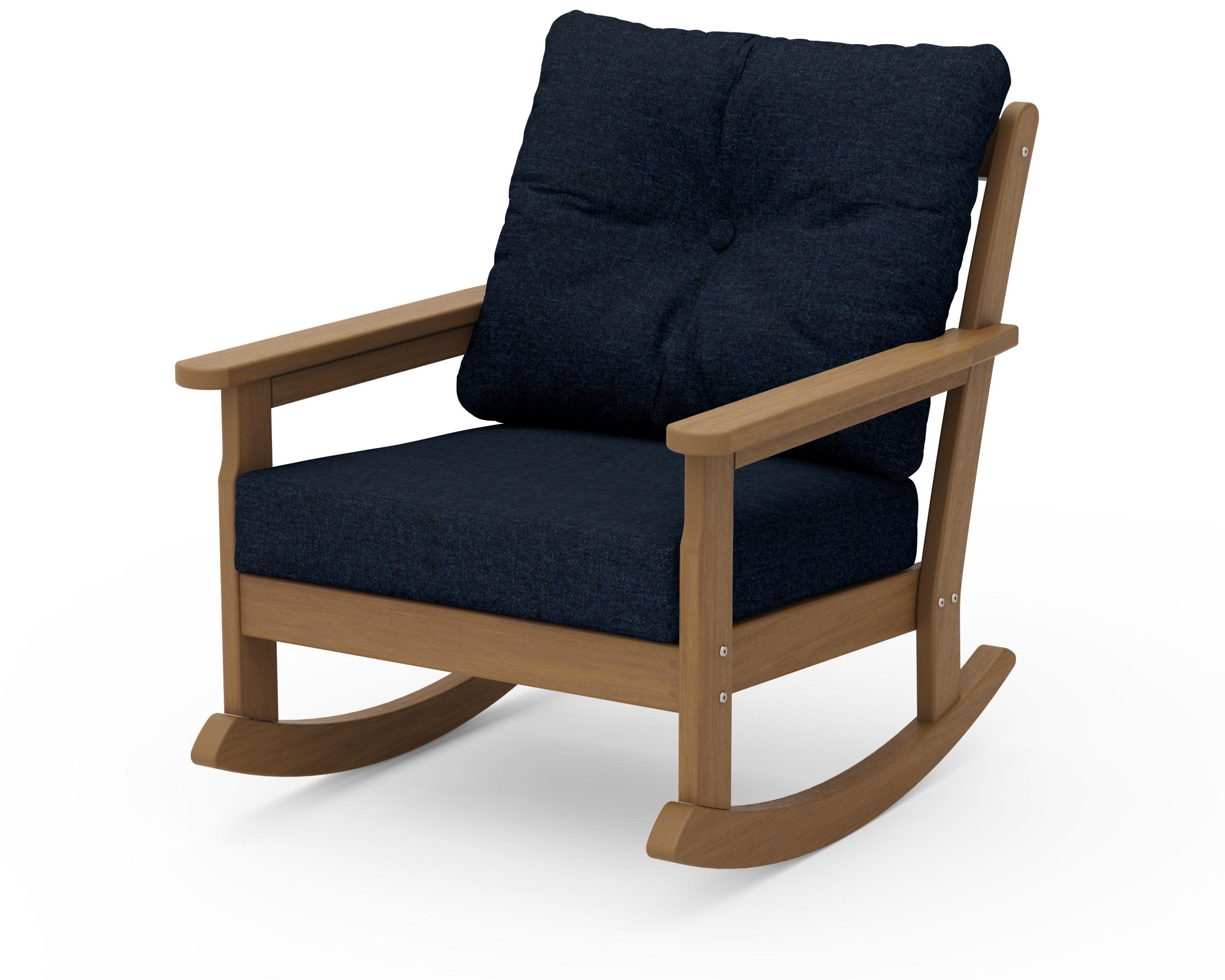 Vineyard Deep Seating Rocking Chair in Natural / Marine Indigo