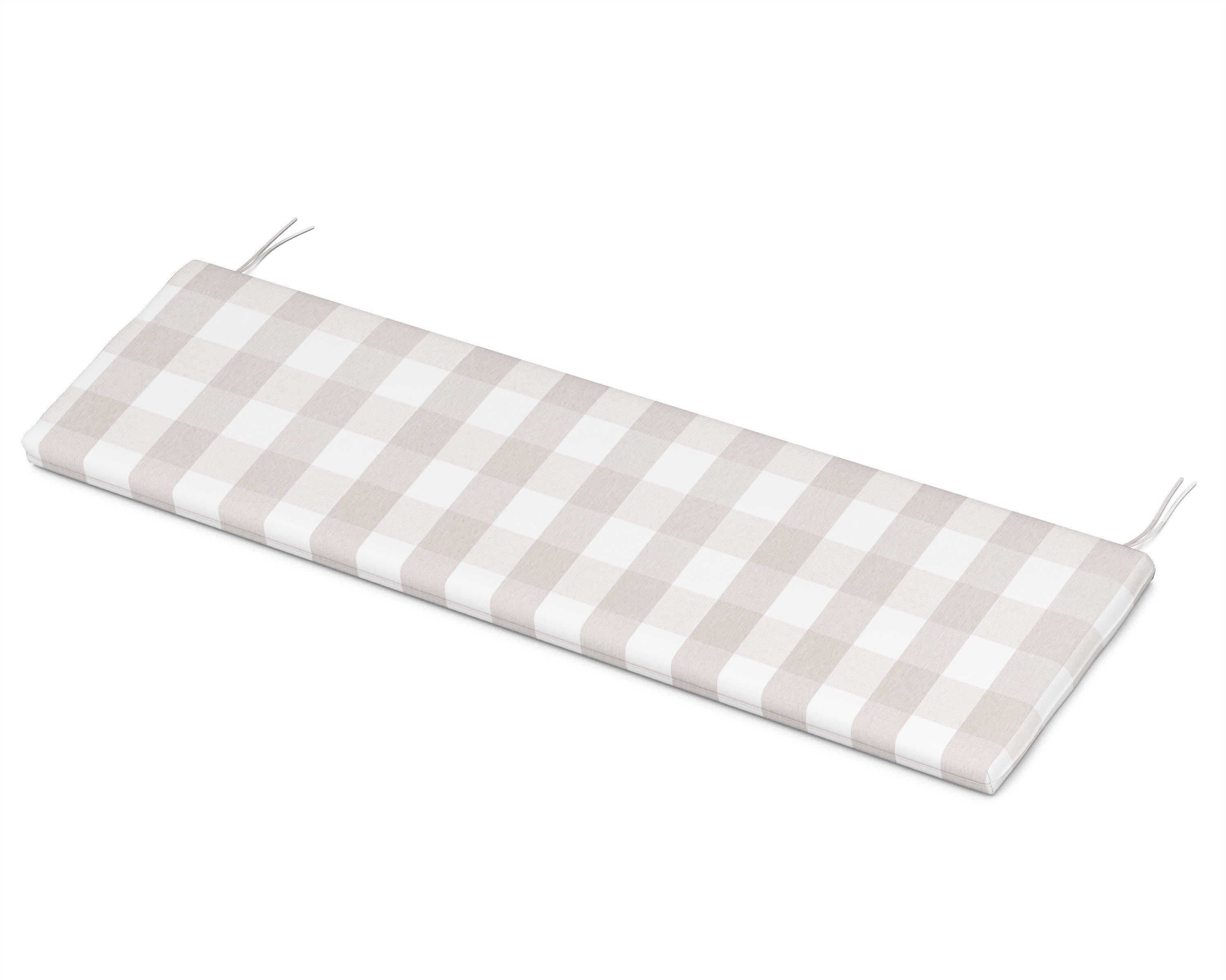 Bench Seat Cushion - 17.5"D x 55"W x 2.5"H in Buffalo Plaid Dune Burlap