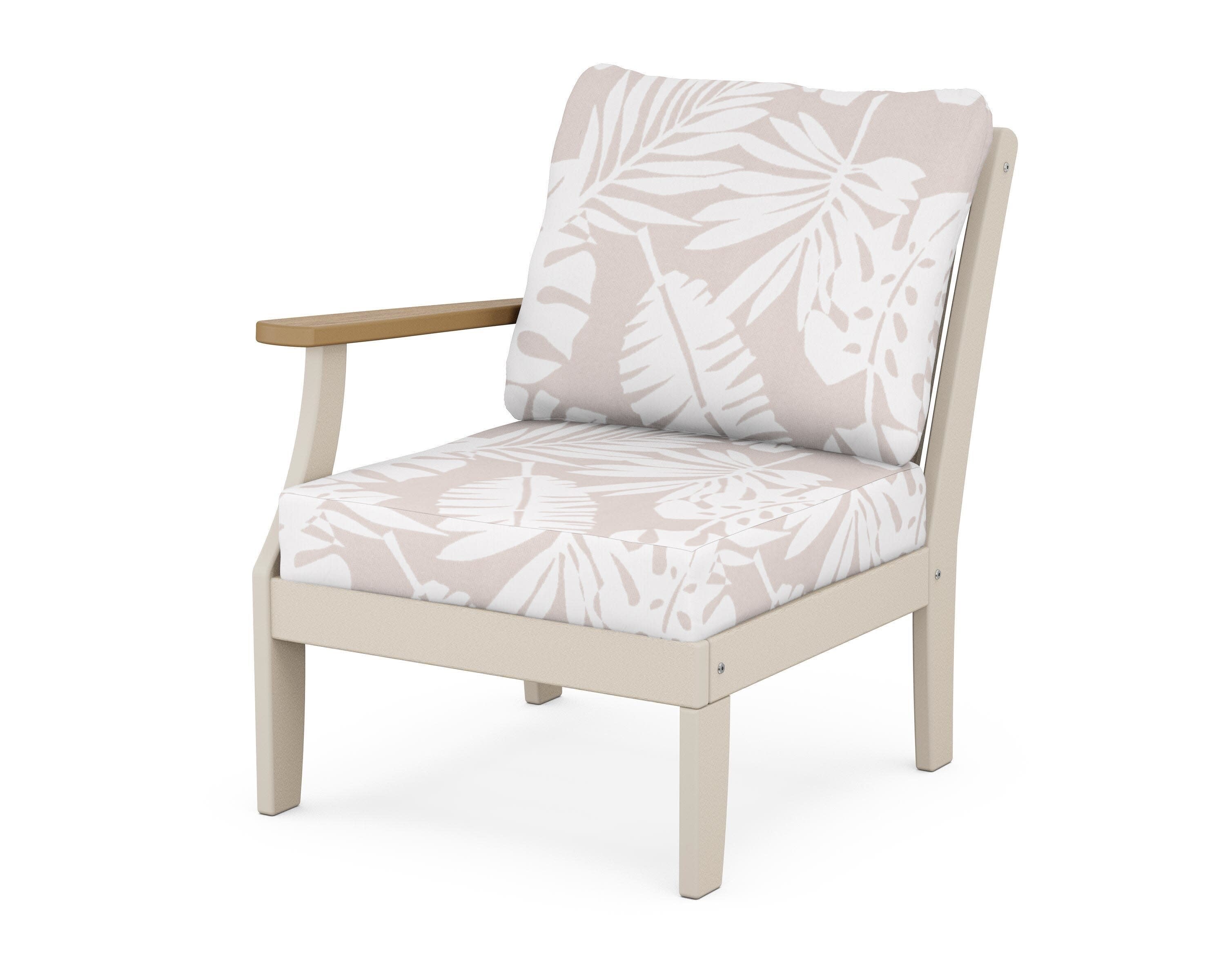 Braxton Modular Left Arm Chair in Sand / Natural / Leaf Dune Burlap