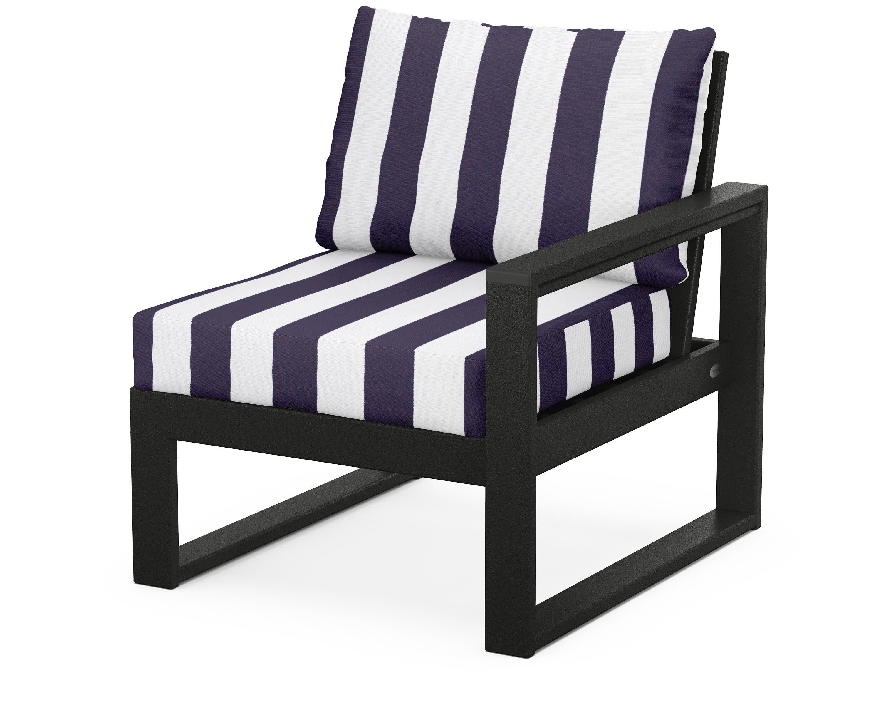 EDGE Modular Right Arm Chair in Black / Cabana Stripe Navy