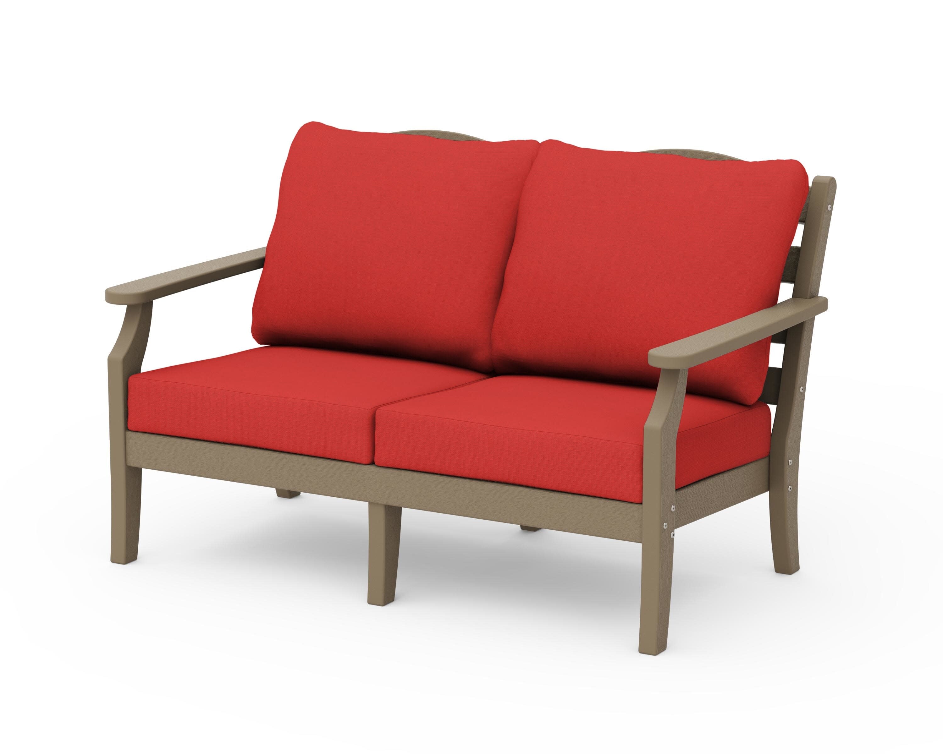 Savannah Deep Seating Loveseat in Vintage Sahara / Crimson Linen