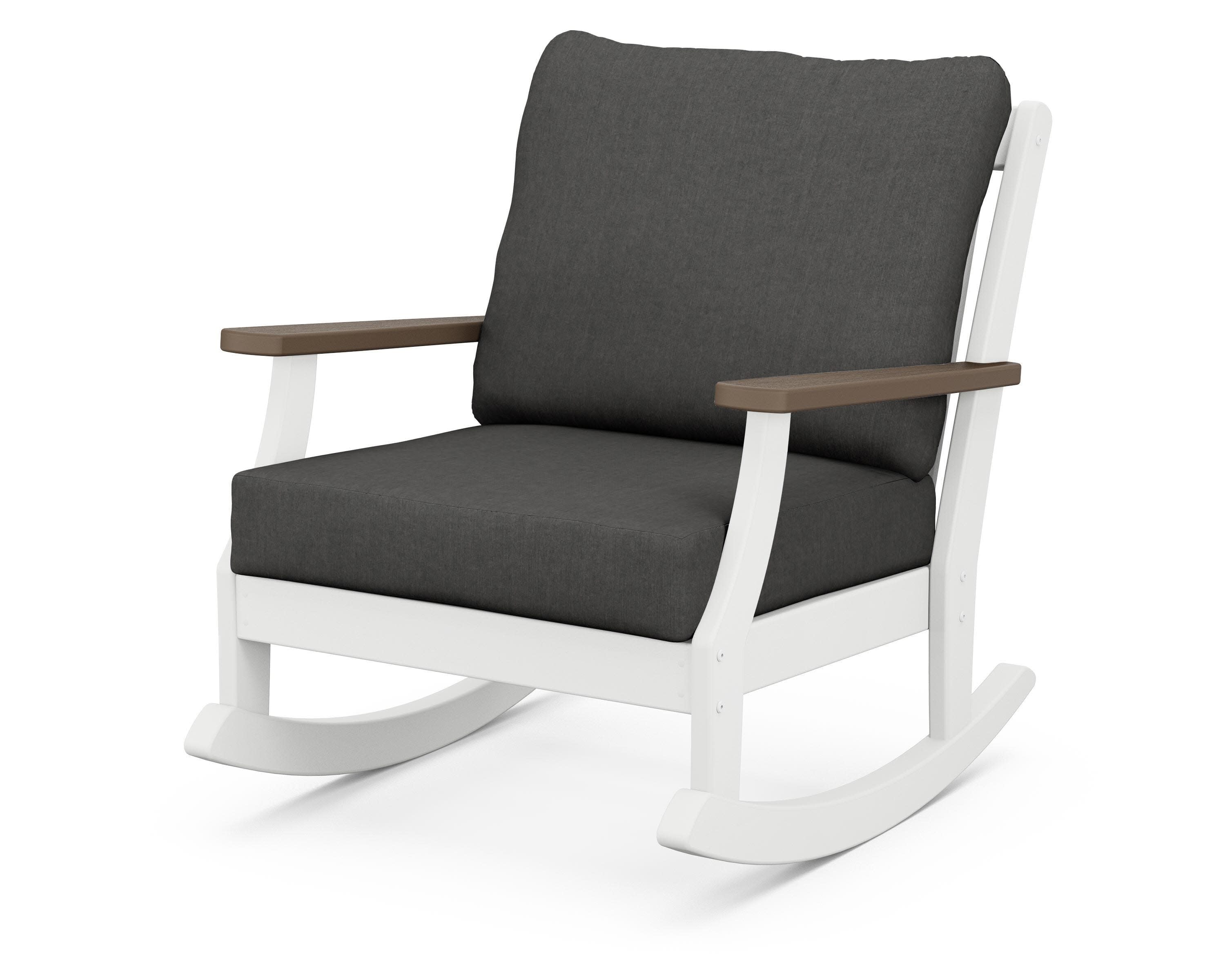 Braxton Deep Seating Rocking Chair in White / Kona / Spectrum Carbon