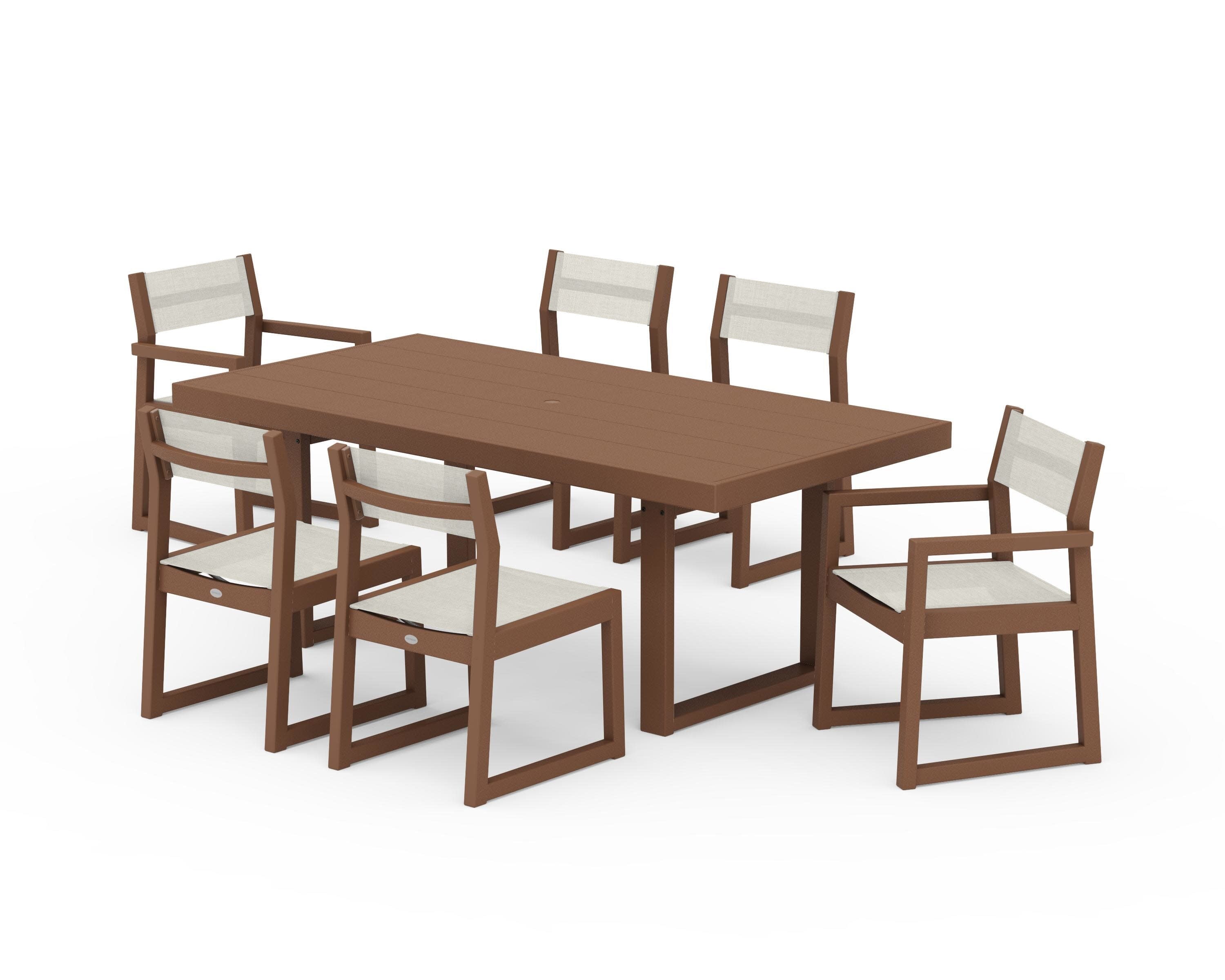 EDGE Sling 7-Piece Dining Set in Teak / Parchment Sling