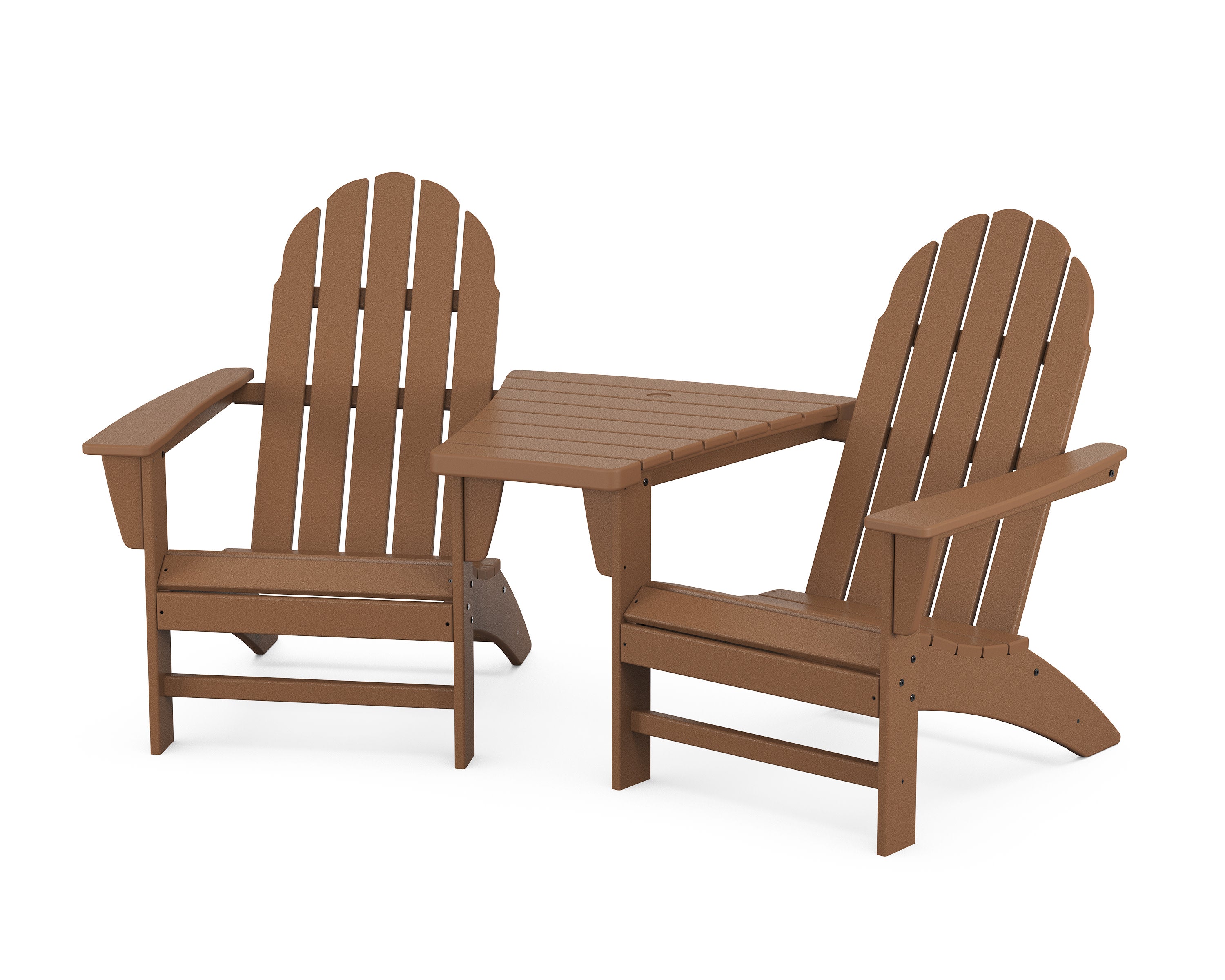 Vineyard 3-Piece Adirondack Set with Angled Connecting Table in Teak