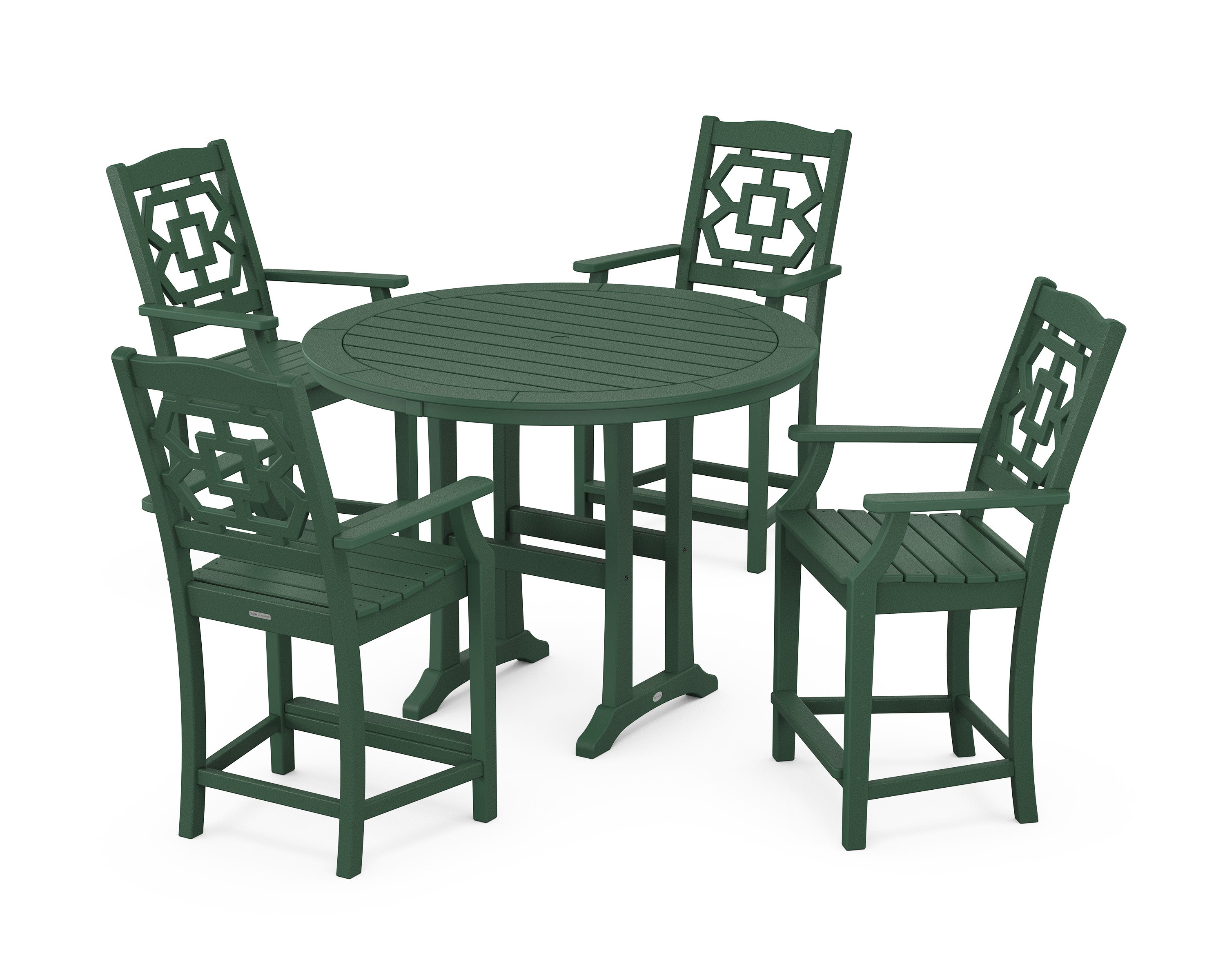 Chinoiserie 5-Piece Round Counter Set in Green