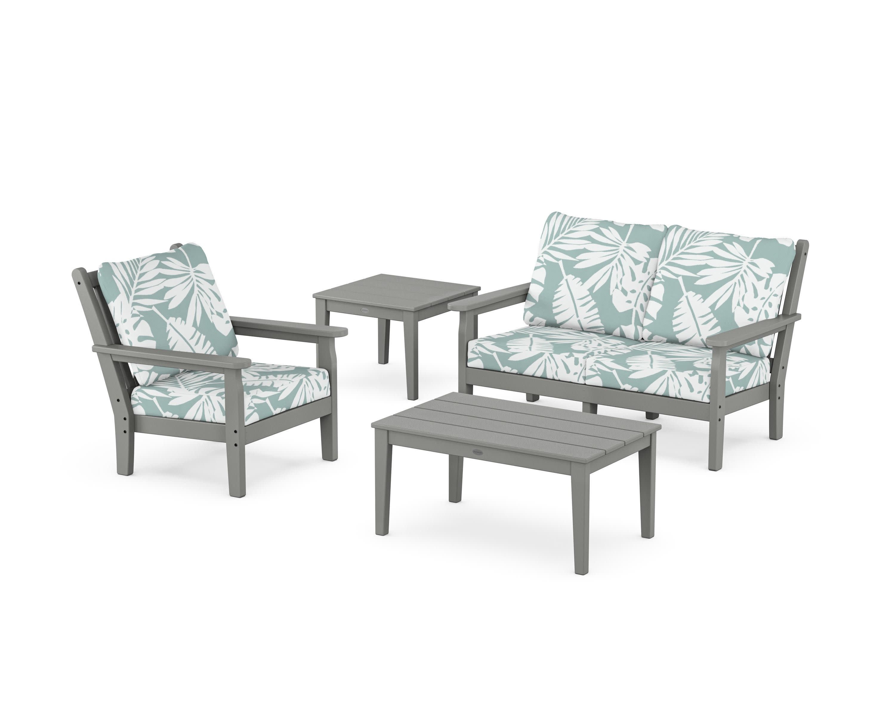 Chippendale 4-Piece Deep Seating Set in Slate Grey / Leaf Glacier Spa