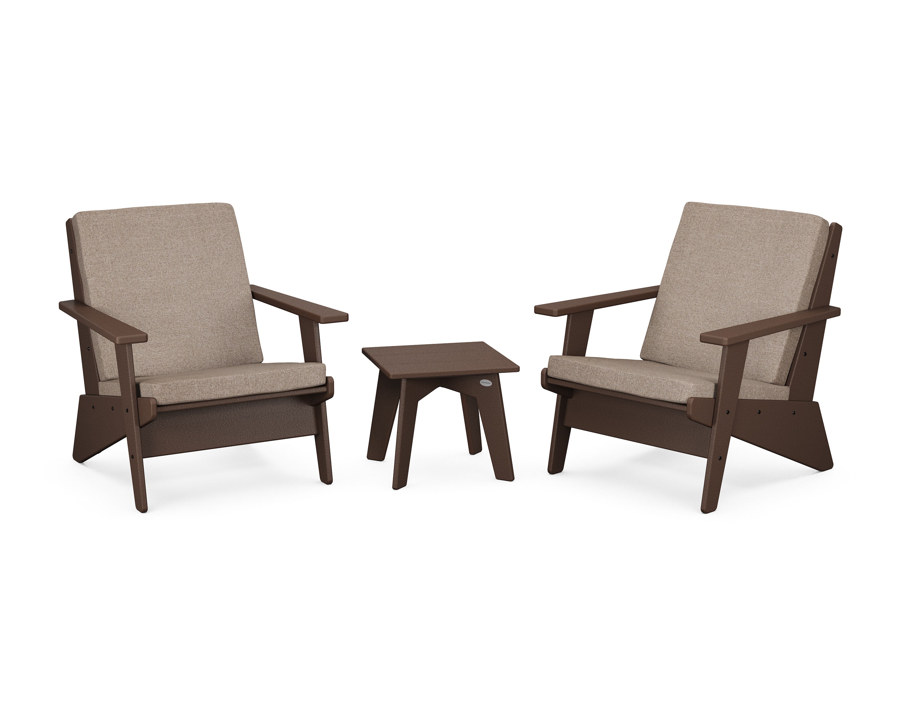 Riviera Modern Lounge 3-Piece Set in Mahogany / Spiced Burlap