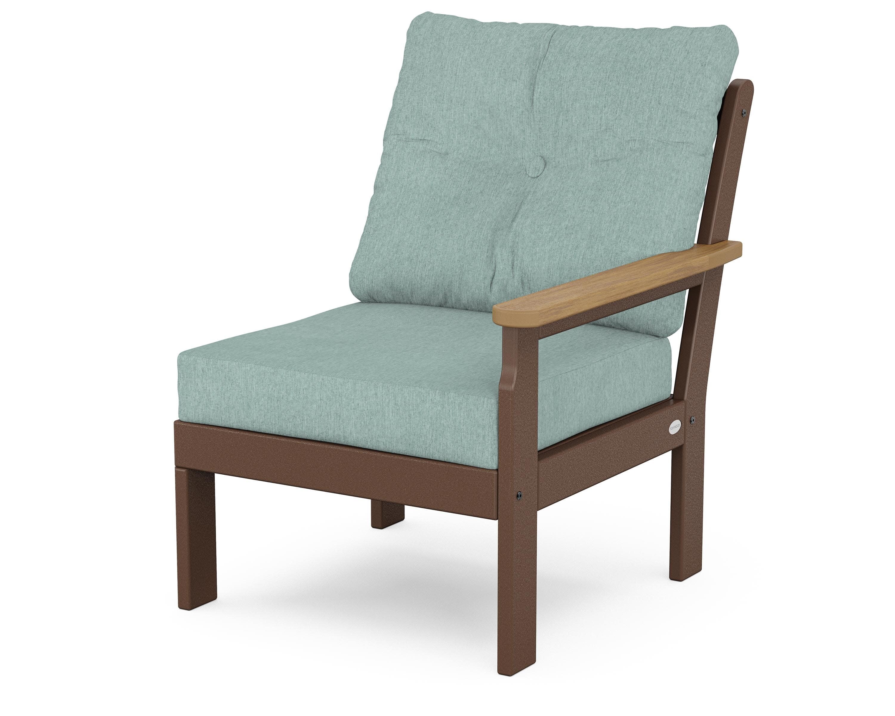 Vineyard Modular Right Arm Chair in Mahogany / Natural / Glacier Spa