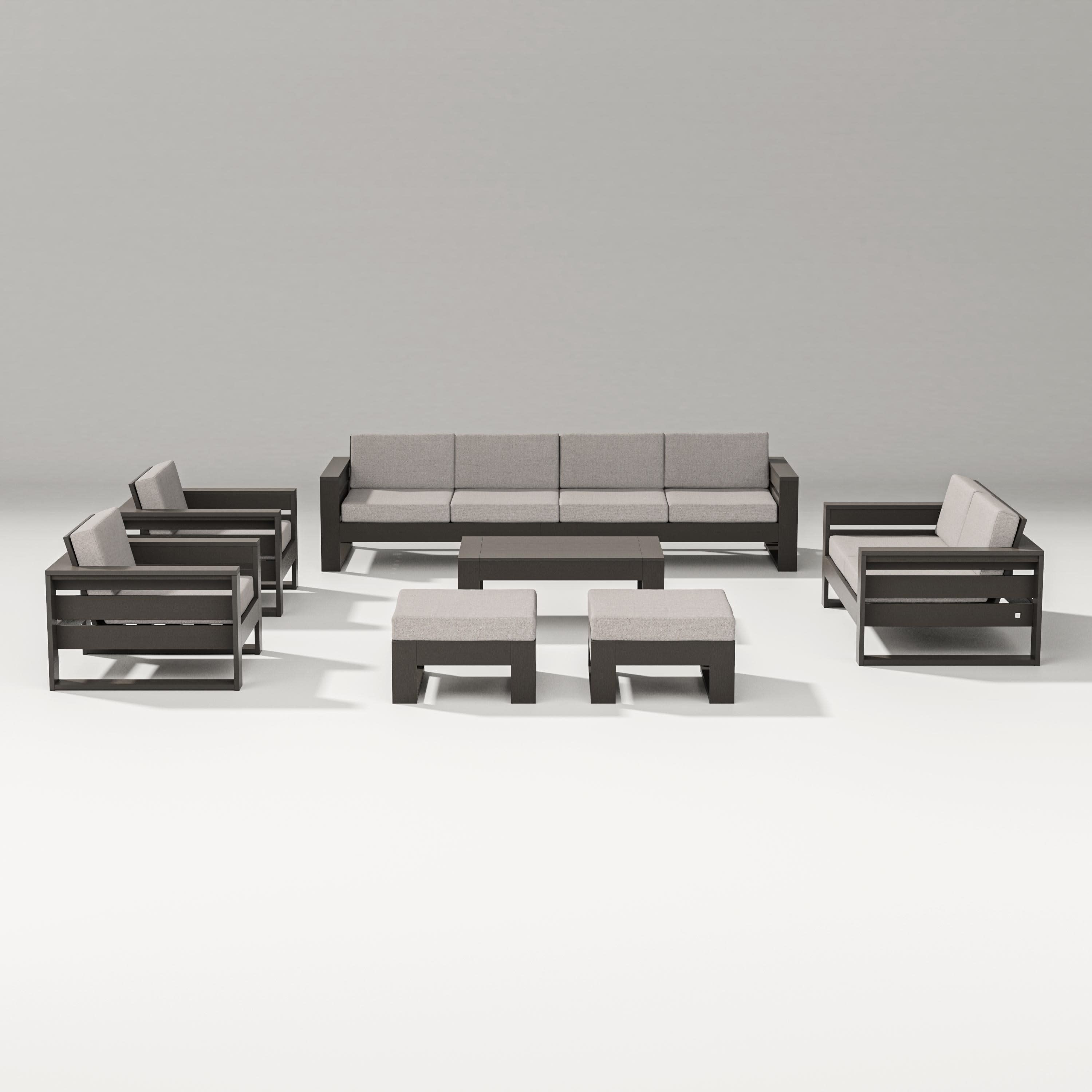 Latitude 8-Piece Lounge Sofa Set in Vintage Coffee / Weathered Tweed