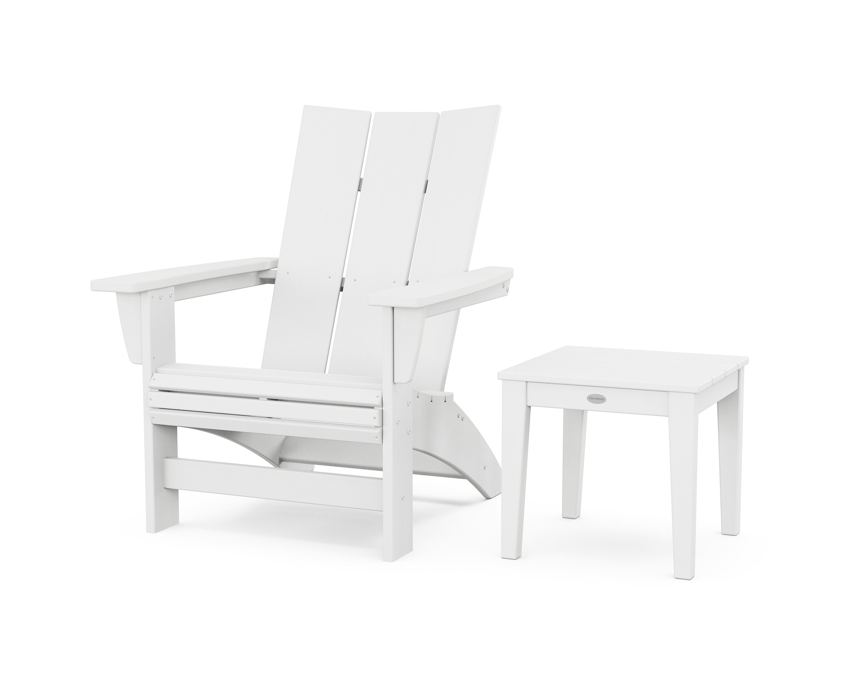 Modern Grand Adirondack Chair with Side Table in White