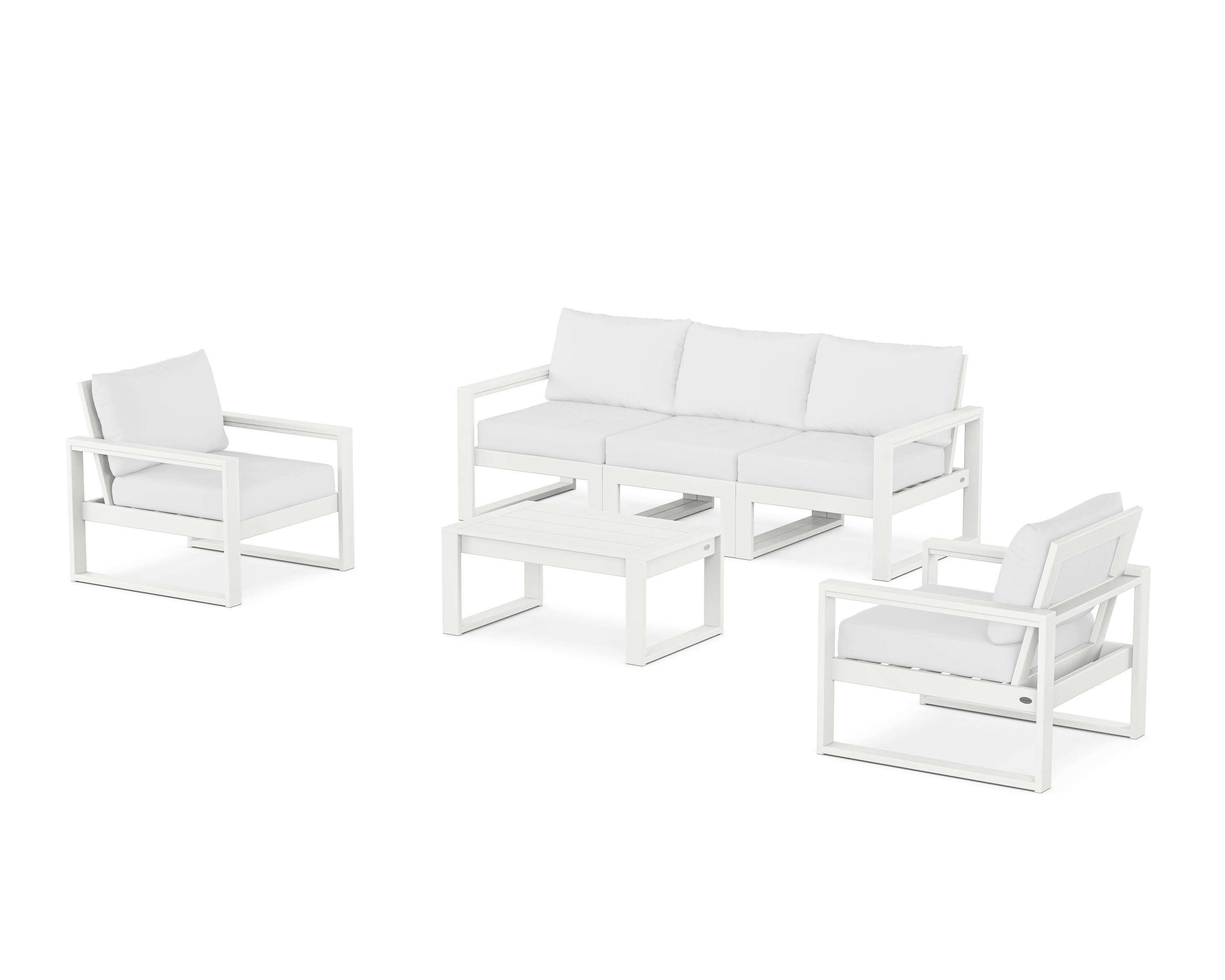 EDGE Sectional 4-Piece Deep Seating Set with Sofa in White / Natural