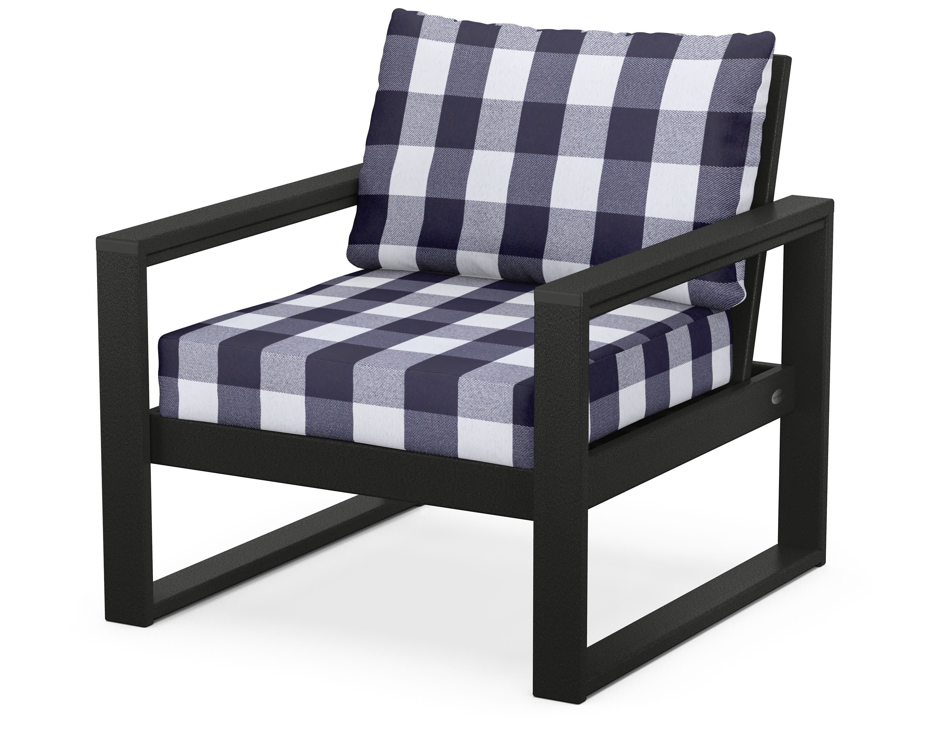 EDGE Club Chair in Black / Buffalo Plaid Navy