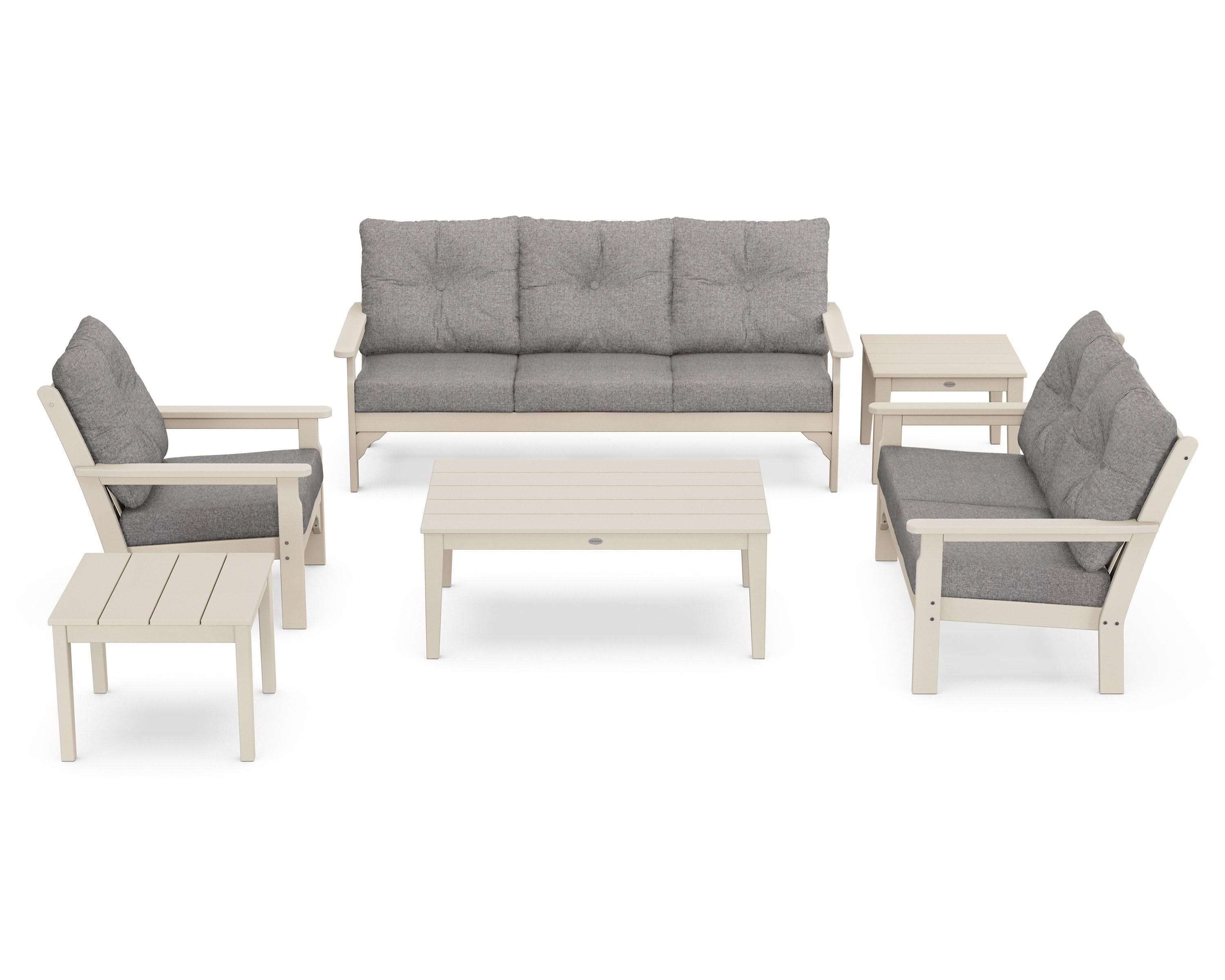 Vineyard 6-Piece Deep Seating Set in Sand / Grey Mist