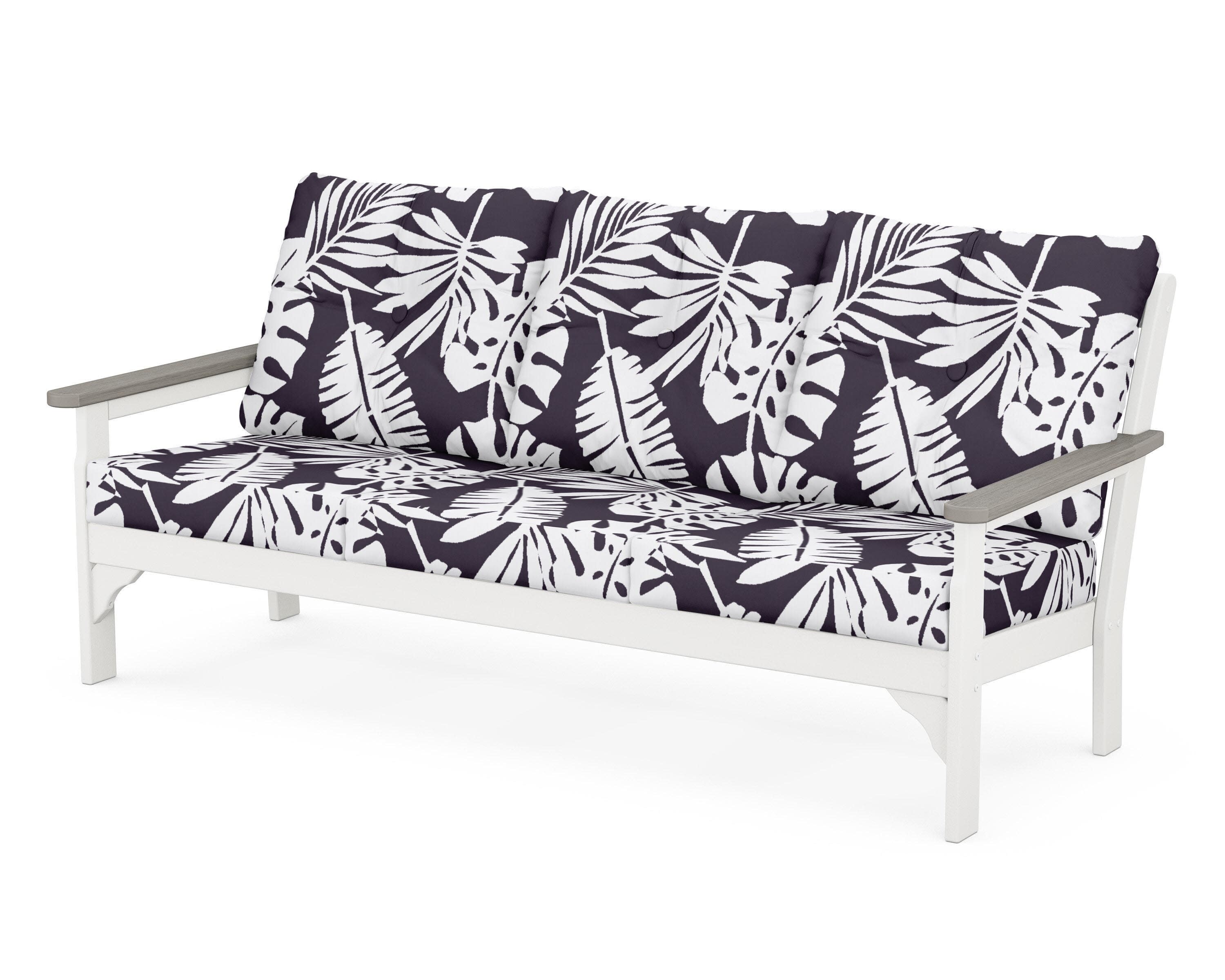 Vineyard Deep Seating Sofa in White / Driftwood / Leaf Navy