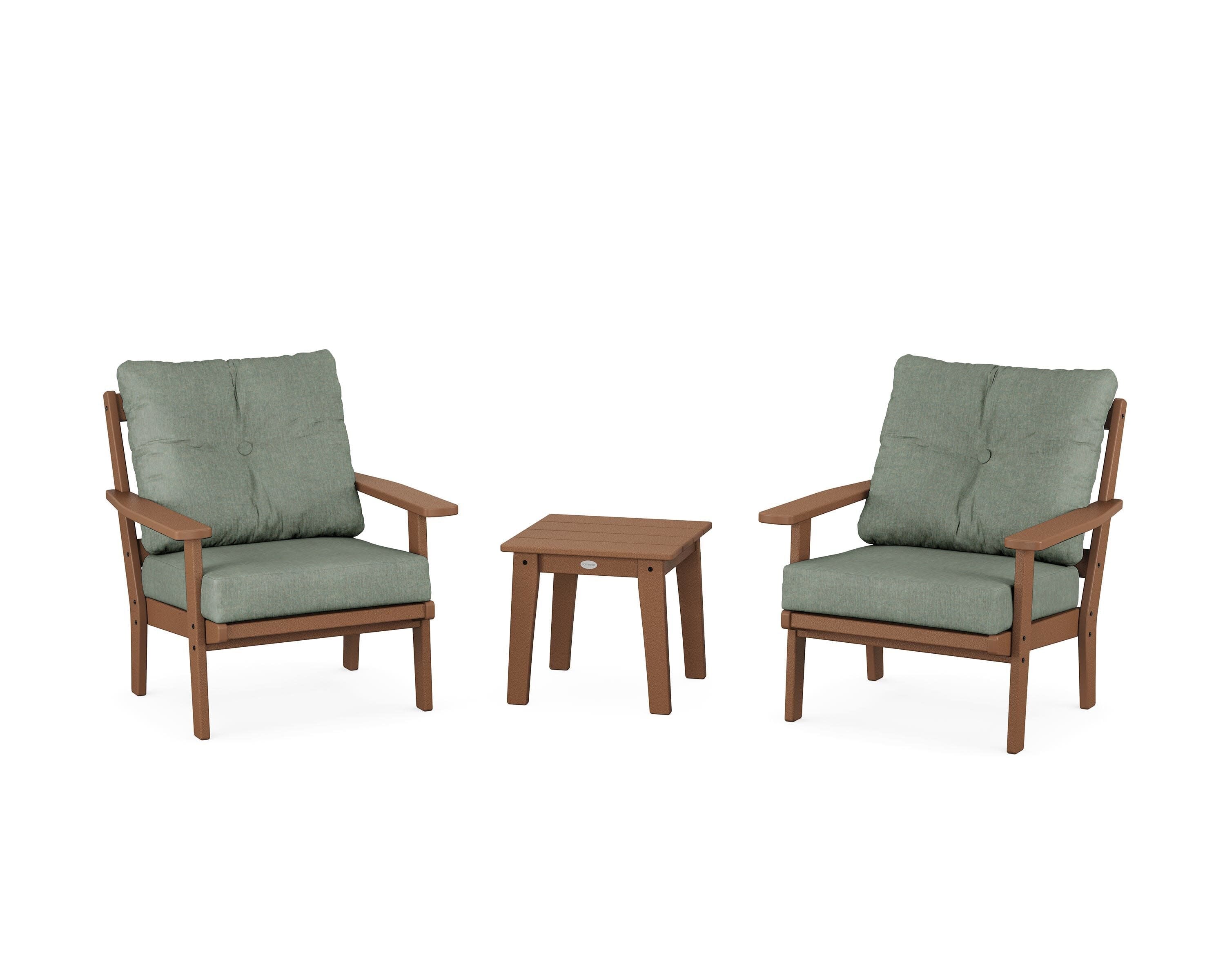 Oxford 3-Piece Deep Seating Set in Teak / Cast Sage