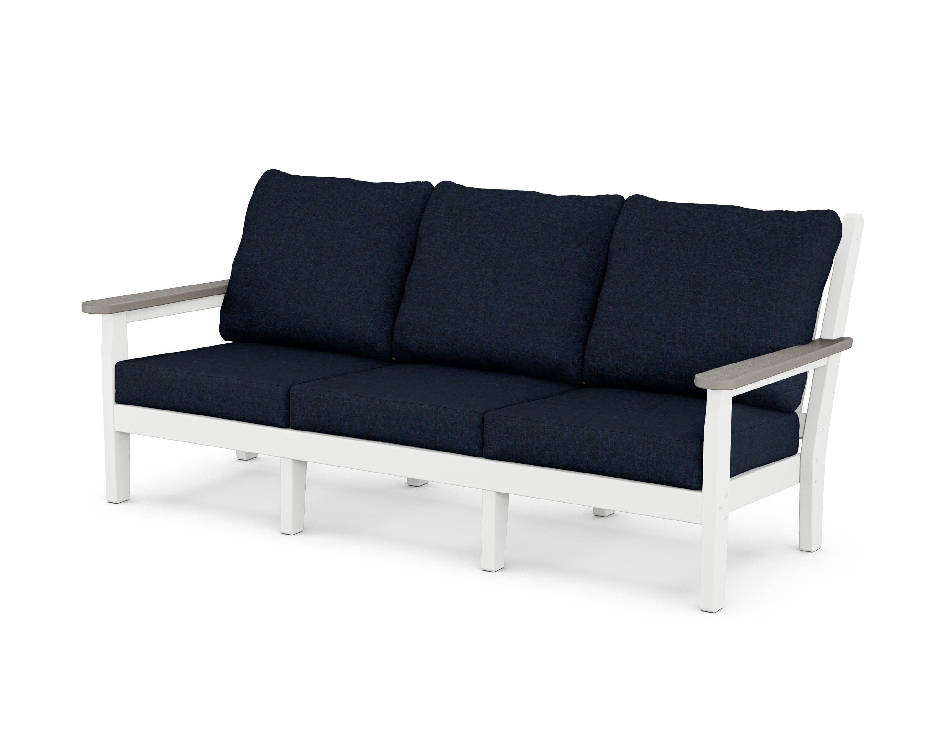 Chippendale Deep Seating Sofa in White / Driftwood / Marine Indigo