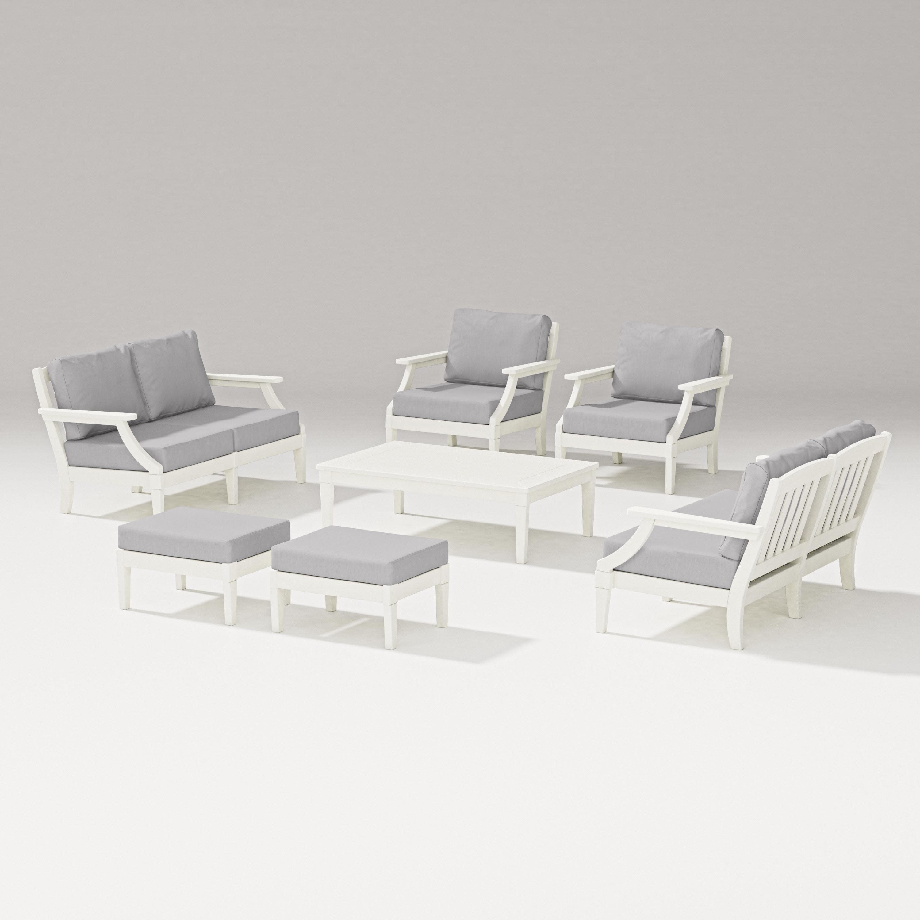 Estate 7-Piece Lounge Loveseat Set in Vintage White / Granite