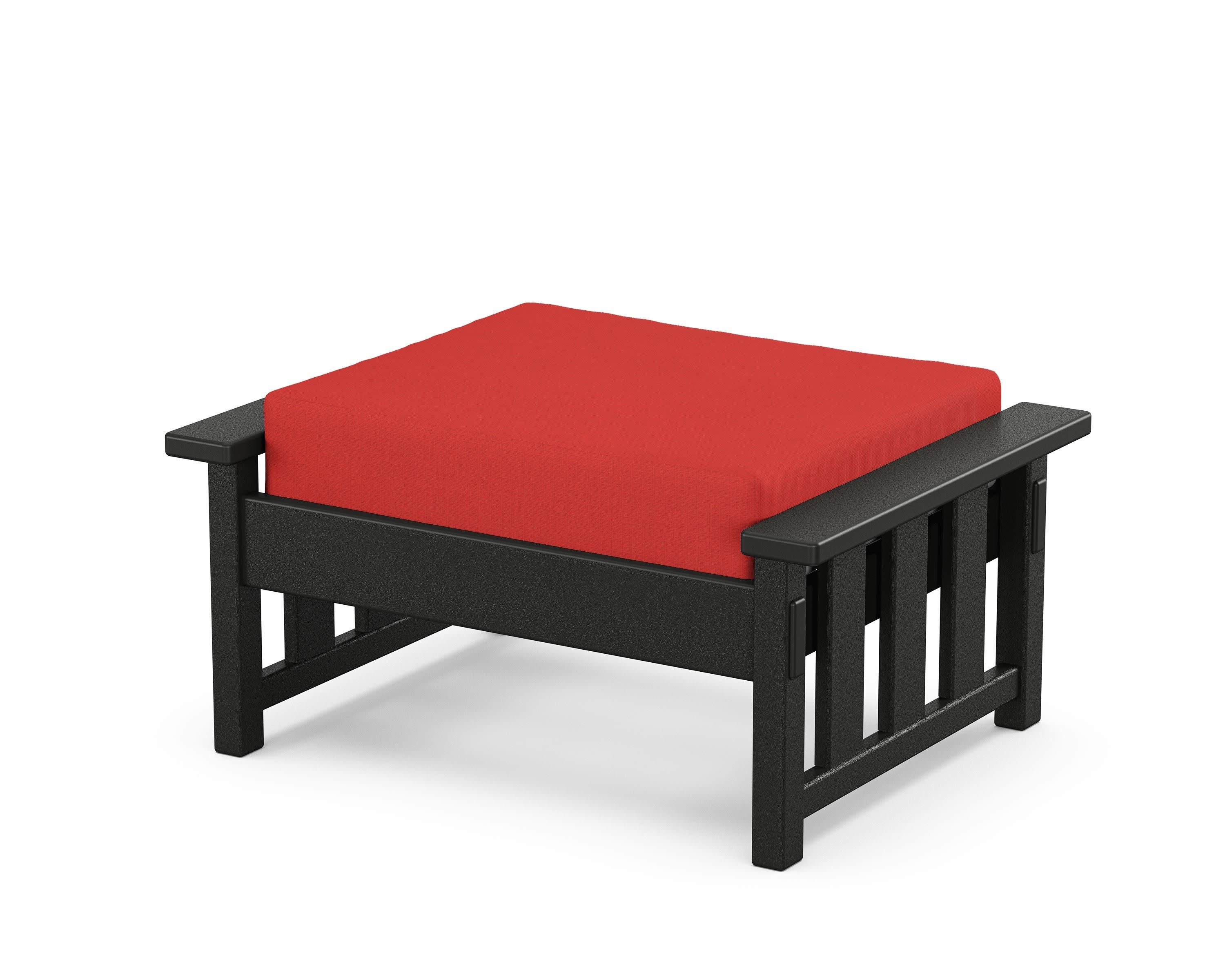 Acadia Deep Seating Ottoman in Black / Crimson Linen