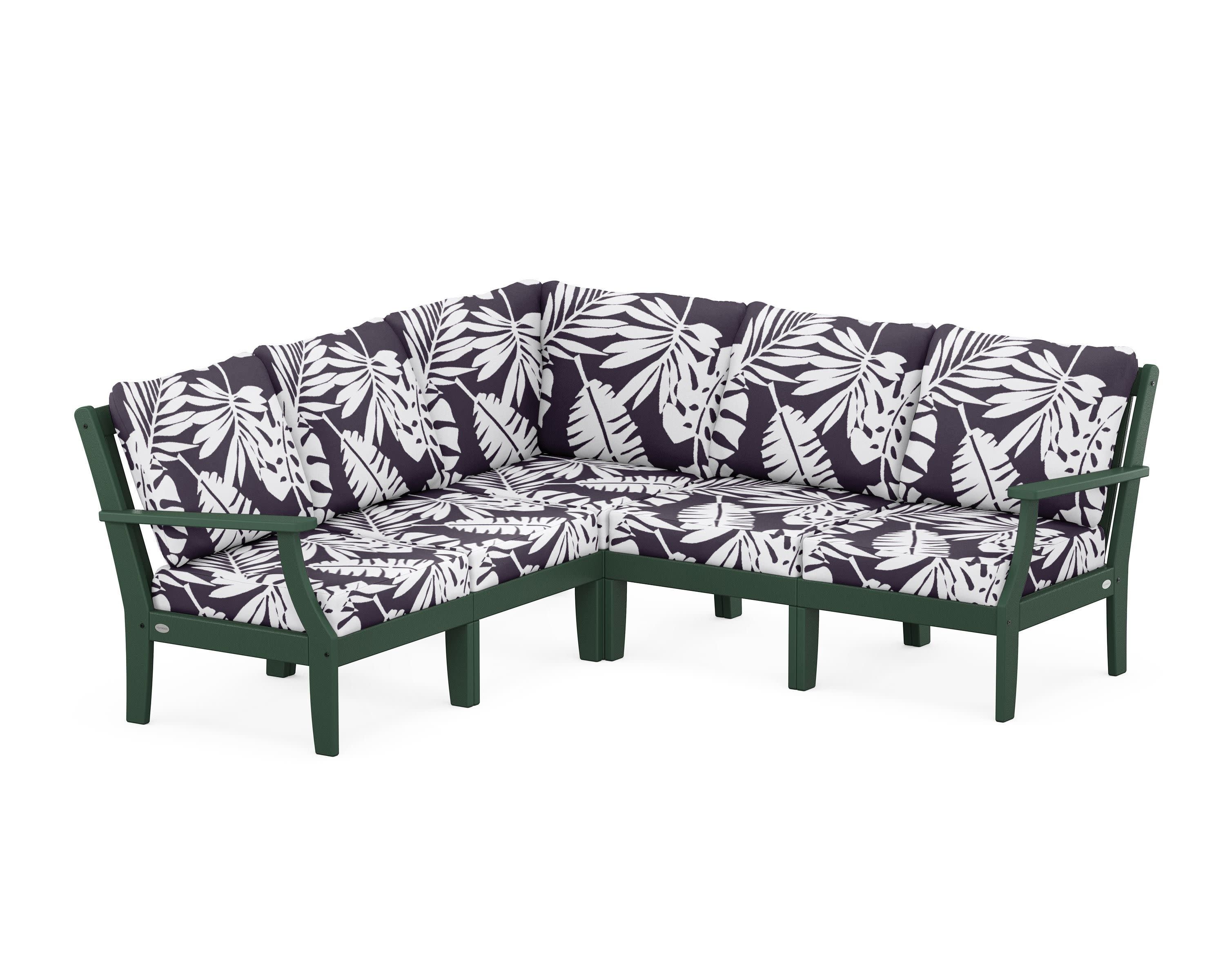 Braxton Modular 5-Piece Deep Seating Set in Green / Leaf Navy
