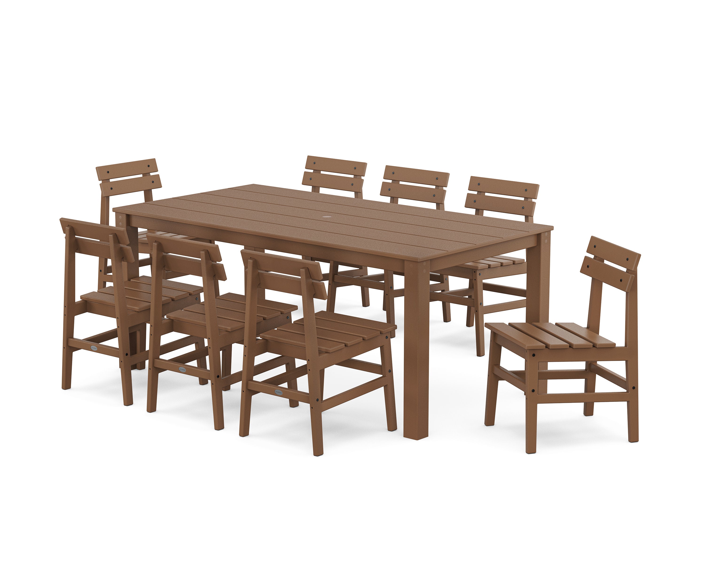 Modern Studio Plaza Chair 9-Piece Parsons Dining Set in Teak