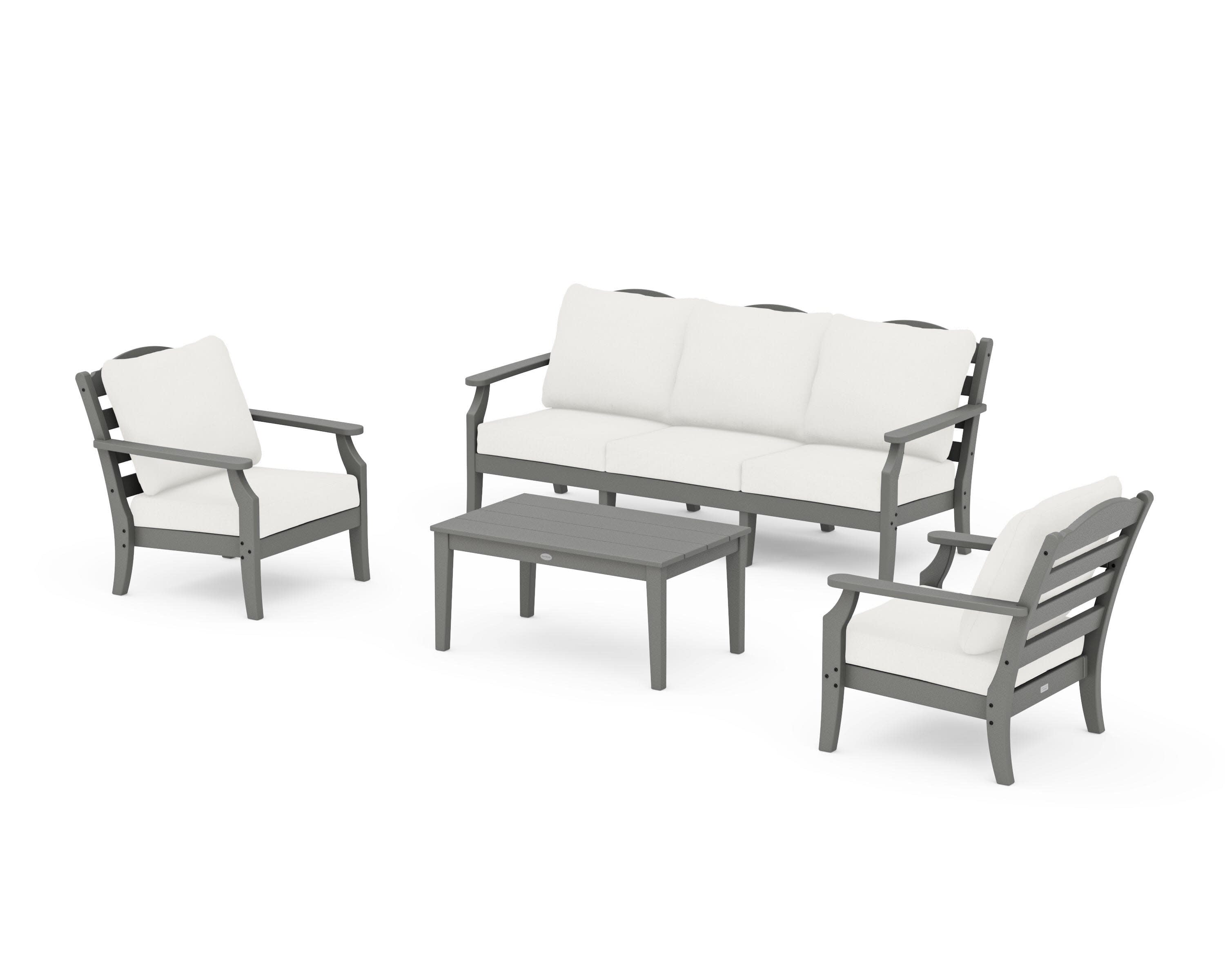 Savannah 4-Piece Deep Seating Set with Sofa in Slate Grey / Natural Linen