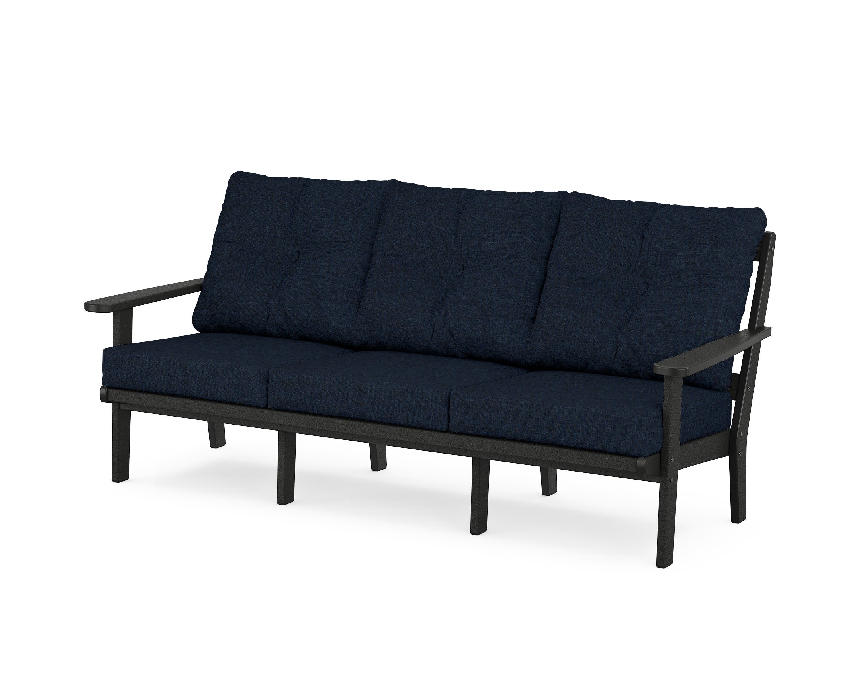 Mission Deep Seating Sofa in Black / Marine Indigo